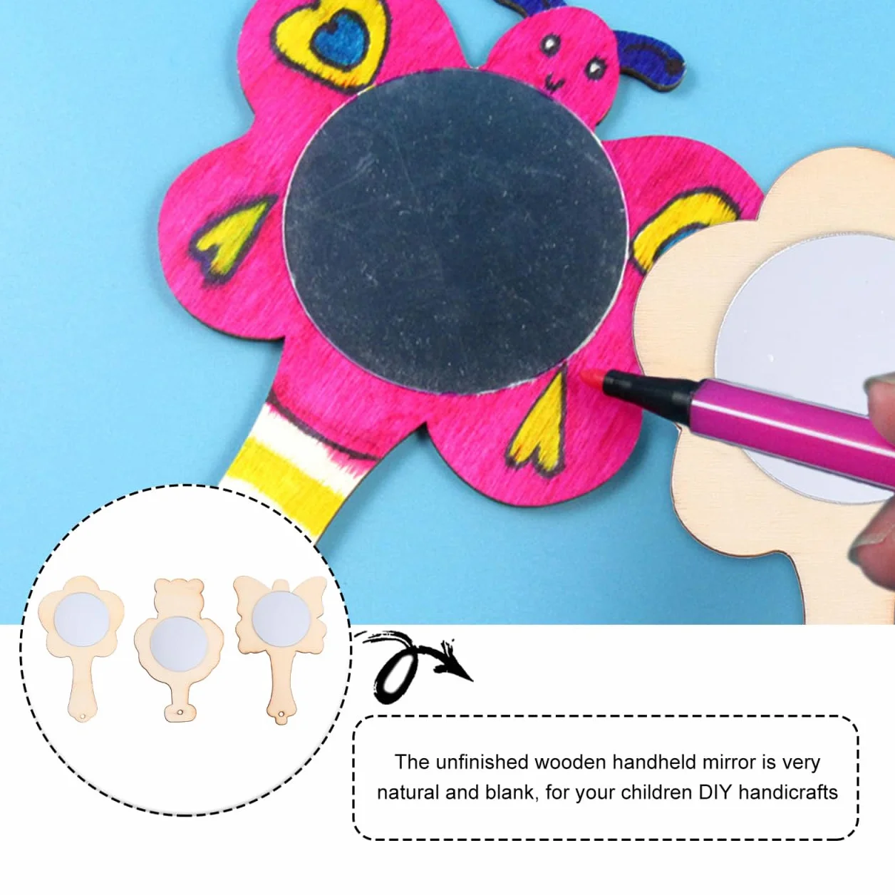 FOMIYES Lot de 15 miroirs en Bois pour Enfants - Peints à la Main
