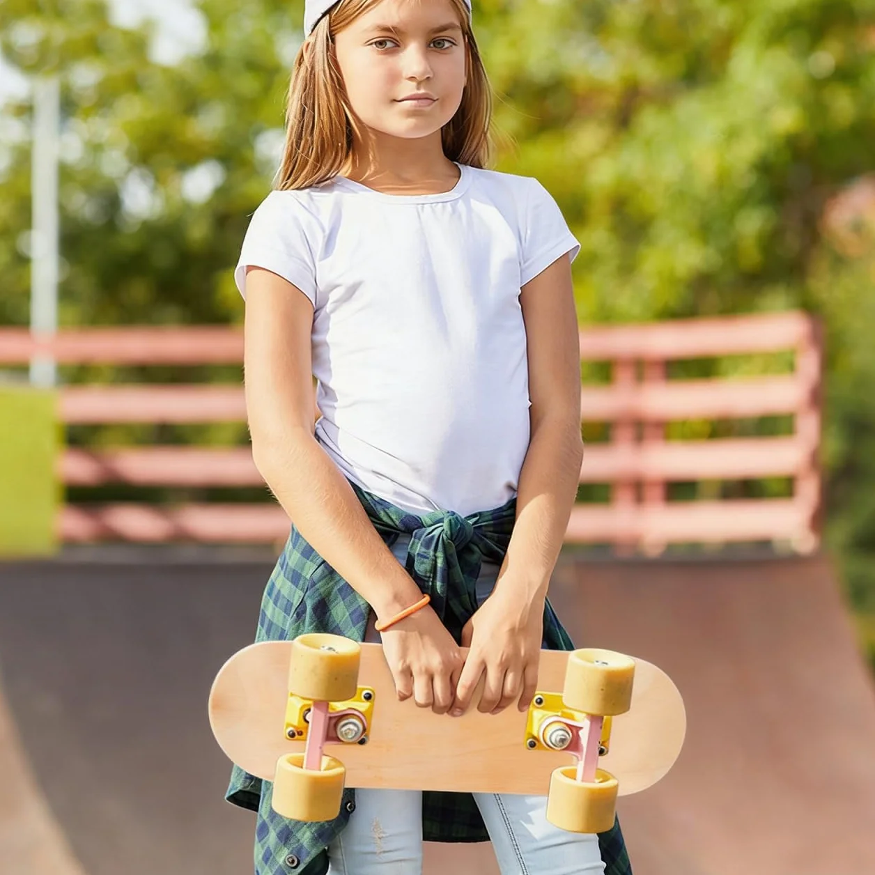 Toyvian Planche de Skate Vierge, Skate Bois d'Érable 7 Couches Plateau de Skateboard DIY avec Trous Pré-PerçéS pour Peinture Graffiti Loisirs Créatifs Enfant Décoration Murale Activité Manuelle, 43cm