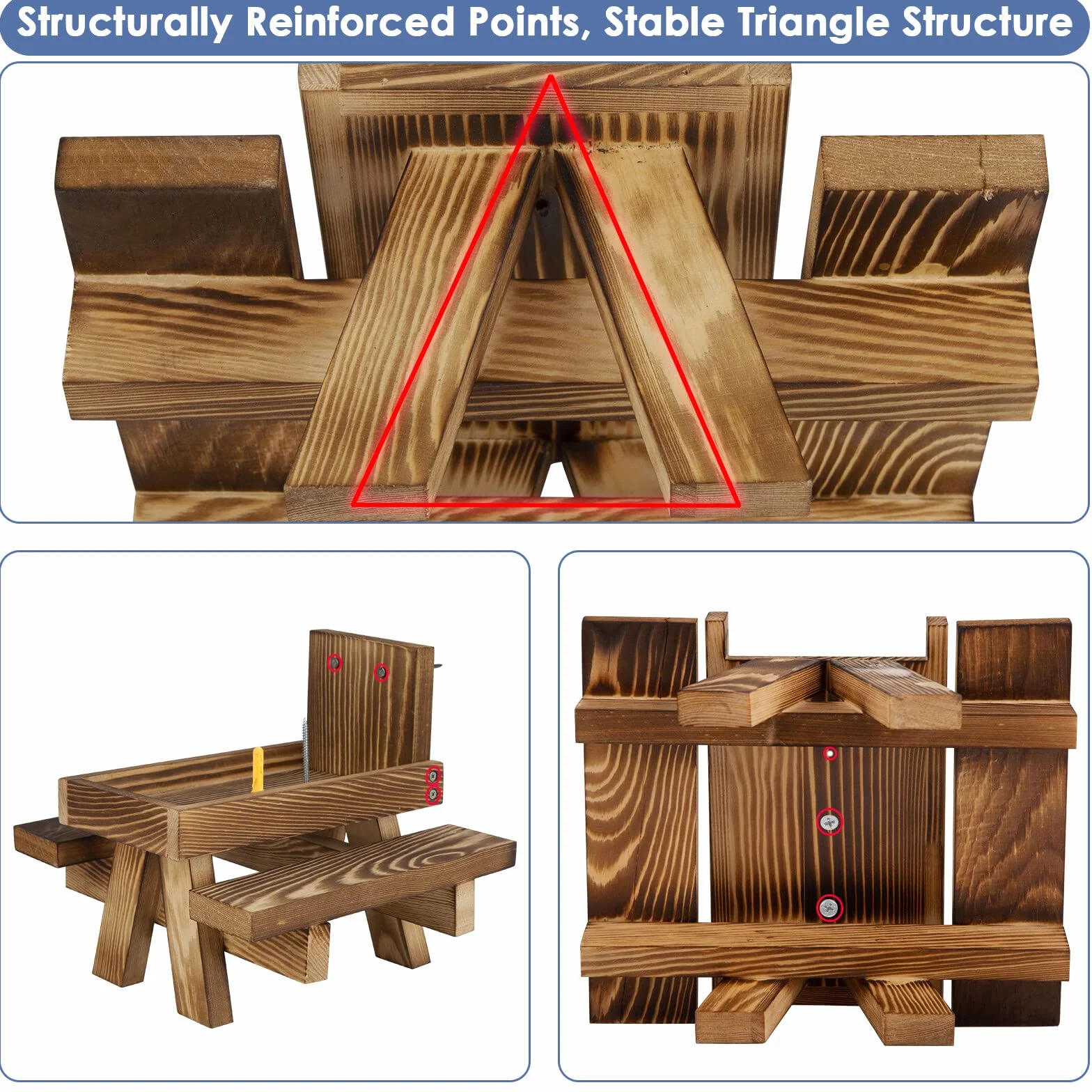 Mangeoire pour écureuil avec parapluie – Banc de pique-nique en bois avec support pour maïs, décoration de jardin