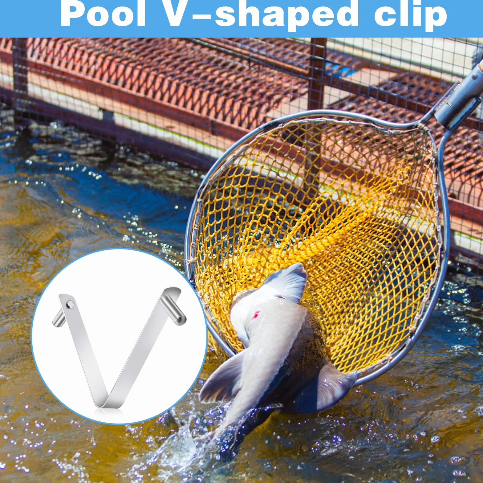 CANIPHA Clips en V pour Brosse Piscine, Clips pour Poteaux Piscine en Acier Inoxydable, Accessoires de Piscine