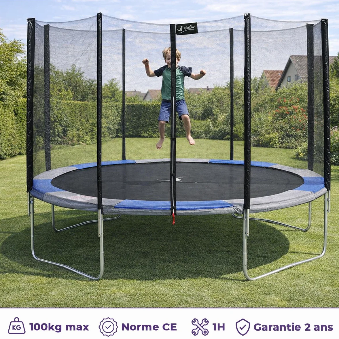 Trampoline rond RALLI avec filet, échelle et bâche de protection