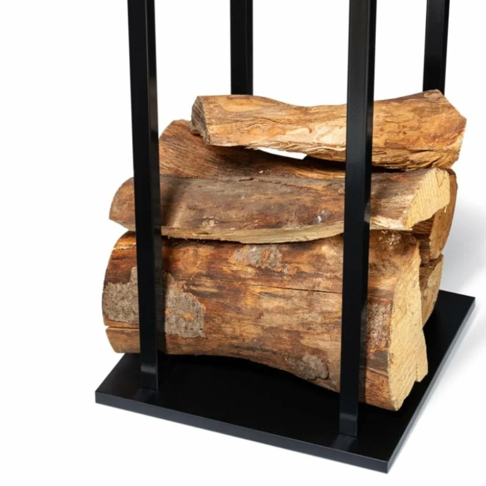 FACILITYS Range Bûches Intérieur Acier Noir 33x33x112 cm Support Bois Chauffage Vertical Porte Bûches Cheminée