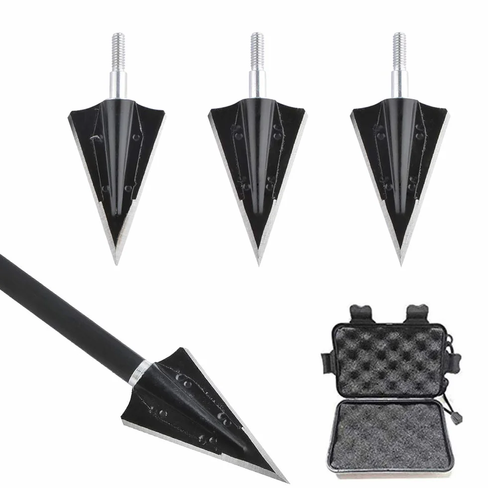 SHARROW 6 pièces Pointe de Flèche de Chasse 125 Grains Broadheads Tête de Flèche de Tir à l'arc 2 Lames Fixes Chasse Points pour Flèches de Carbone Flèches d'arbalète