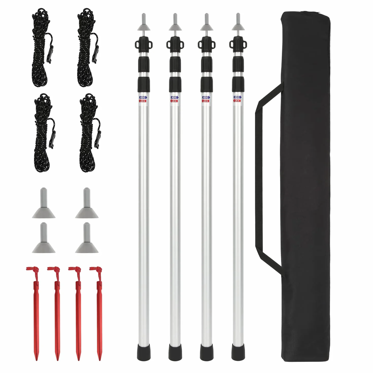 Sonnewelt Lot de Tente en Alliage d'aluminium, Hauteur réglable, avec mécanisme de Verrouillage tordu pour Tente, bâche, Voile d'ombrage ou bâche