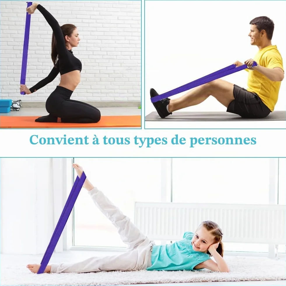 Flintronic Sangle de Yoga, Ceinture de Yoga Réglable, 100% Coton Sangle Yoga Strap, Ceinture Yoga avec Fermeture en Métal Boucle en D, pour Yoga Pilates Gym Danse, Les Yogis Débutants et Confirmés