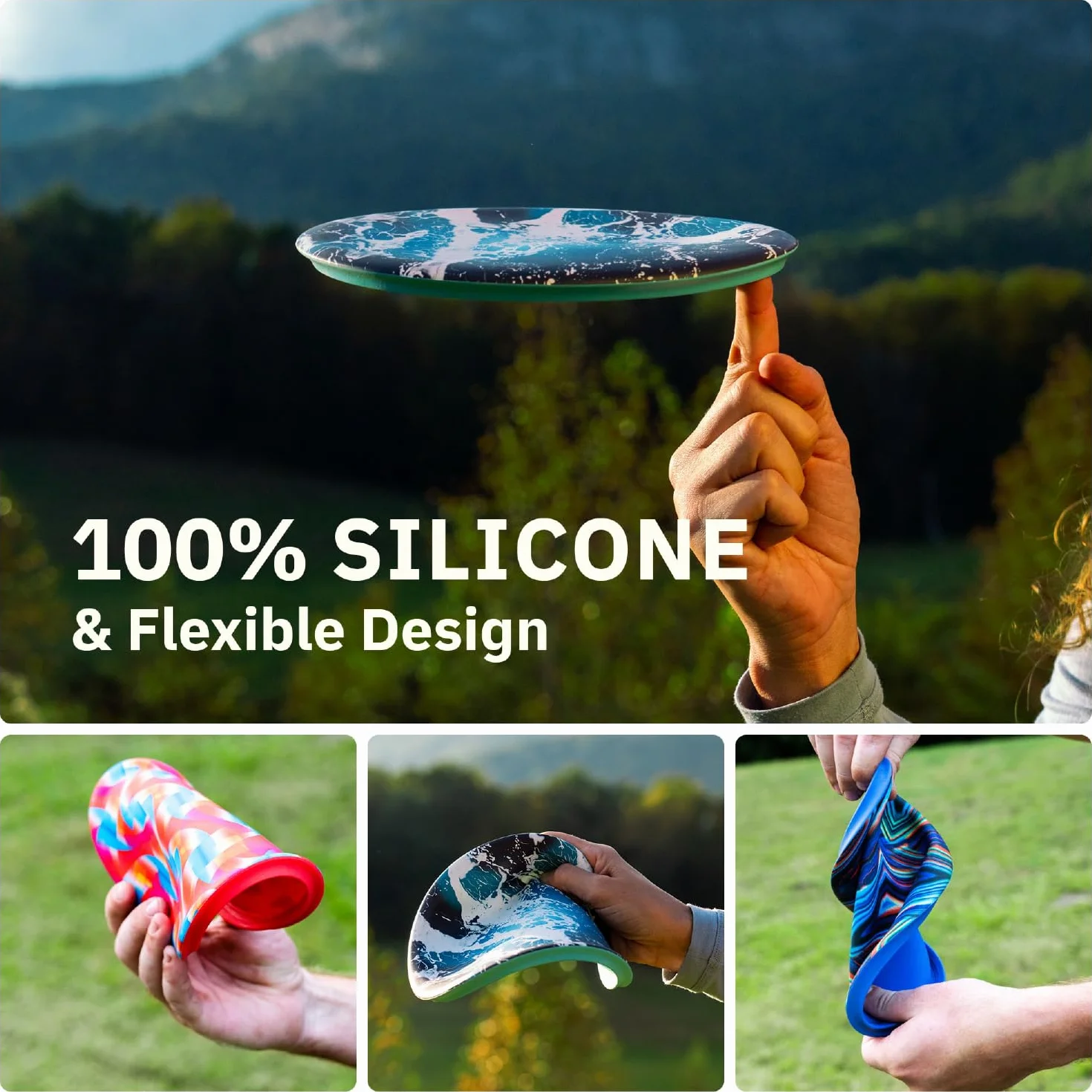 Waboba Wingman Pro – Disque en silicone pliable – Voler droit et loin, parfait pour les enfants et les adultes – Taille unique – Flammes
