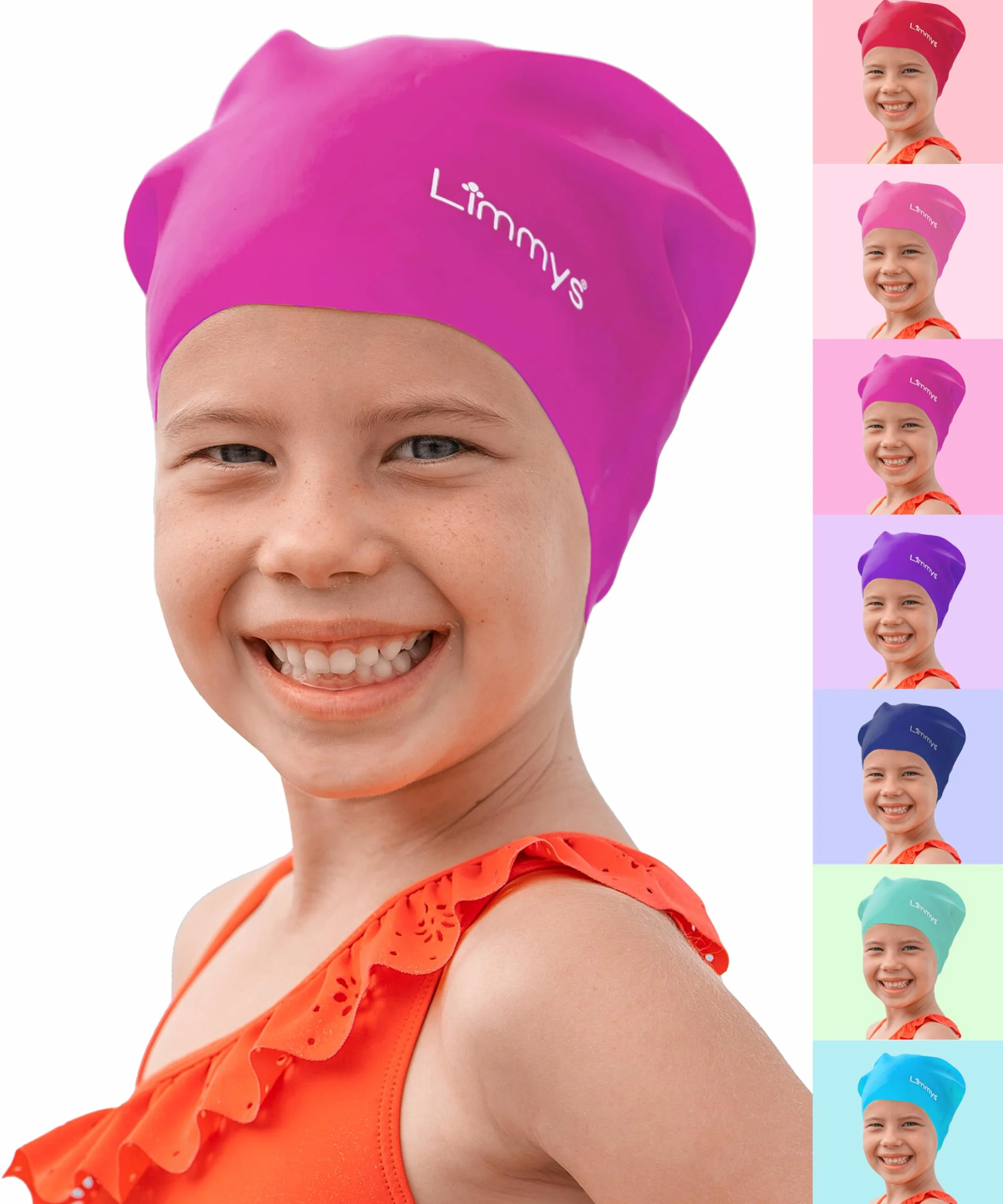 Bonnet de Bain en Silicone pour Enfants Cheveux Longs – Antidérapant, Ajustement Confort, Silicone sans Latex