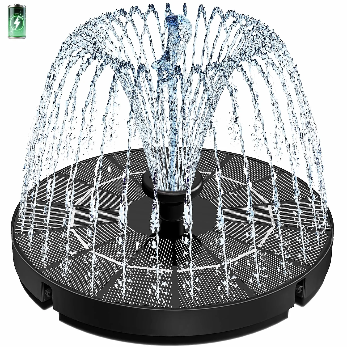 Fontaine Solaire Flottante 3.5W 2000mAh avec Pompe Bassin 8 Buses 4 Tiges Fixes pour Jardin