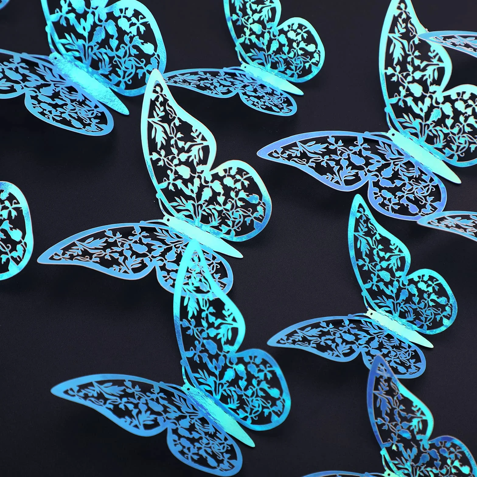 AIEX Ornements De Papillons 3D Autocollants Amovibles Bleu Arc-en-Ciel
