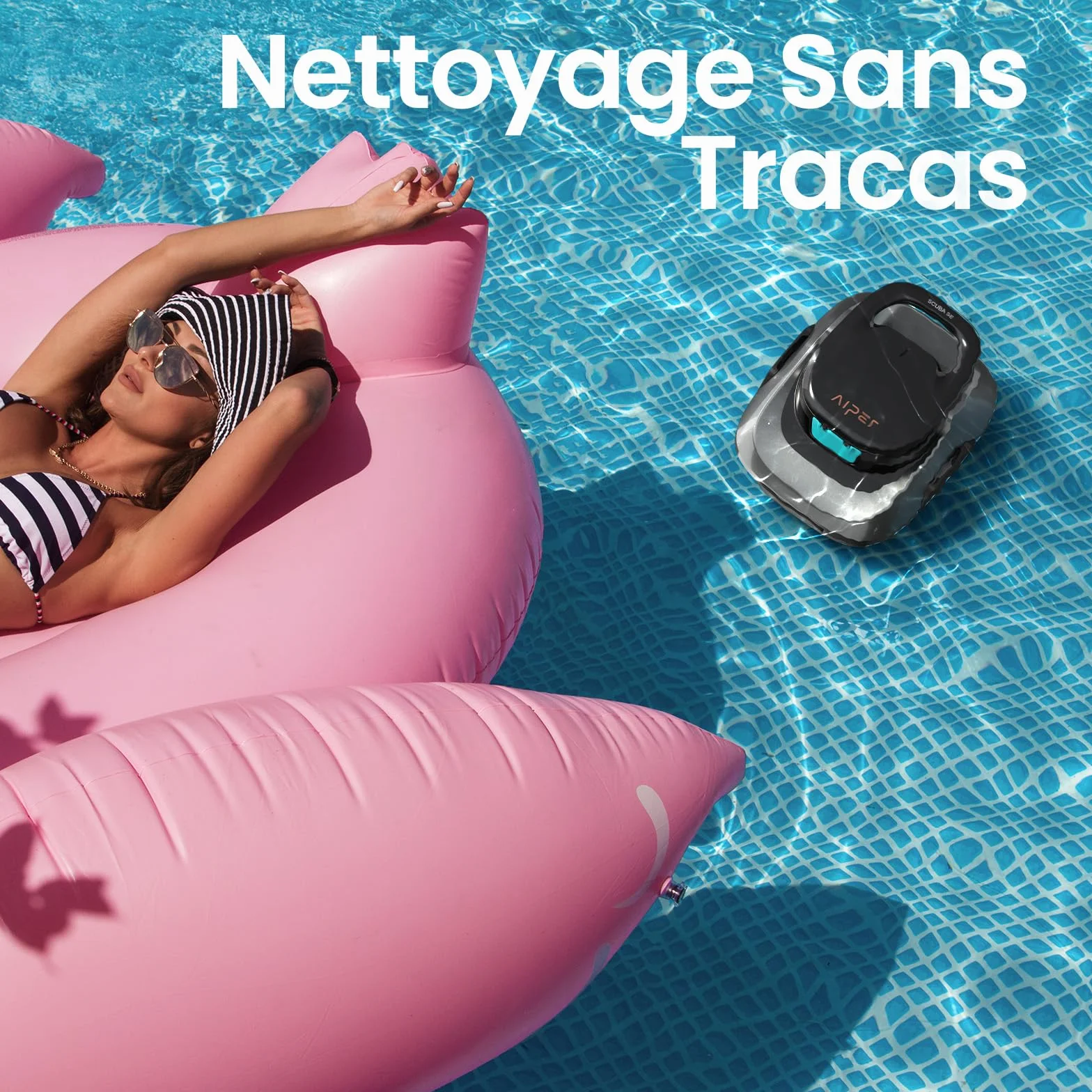 AIPER Scuba SE Robot Piscine Aspirateur sans Fil 90 Min Nettoyage Automatique Compact Léger Piscines Hors Sol 80㎡