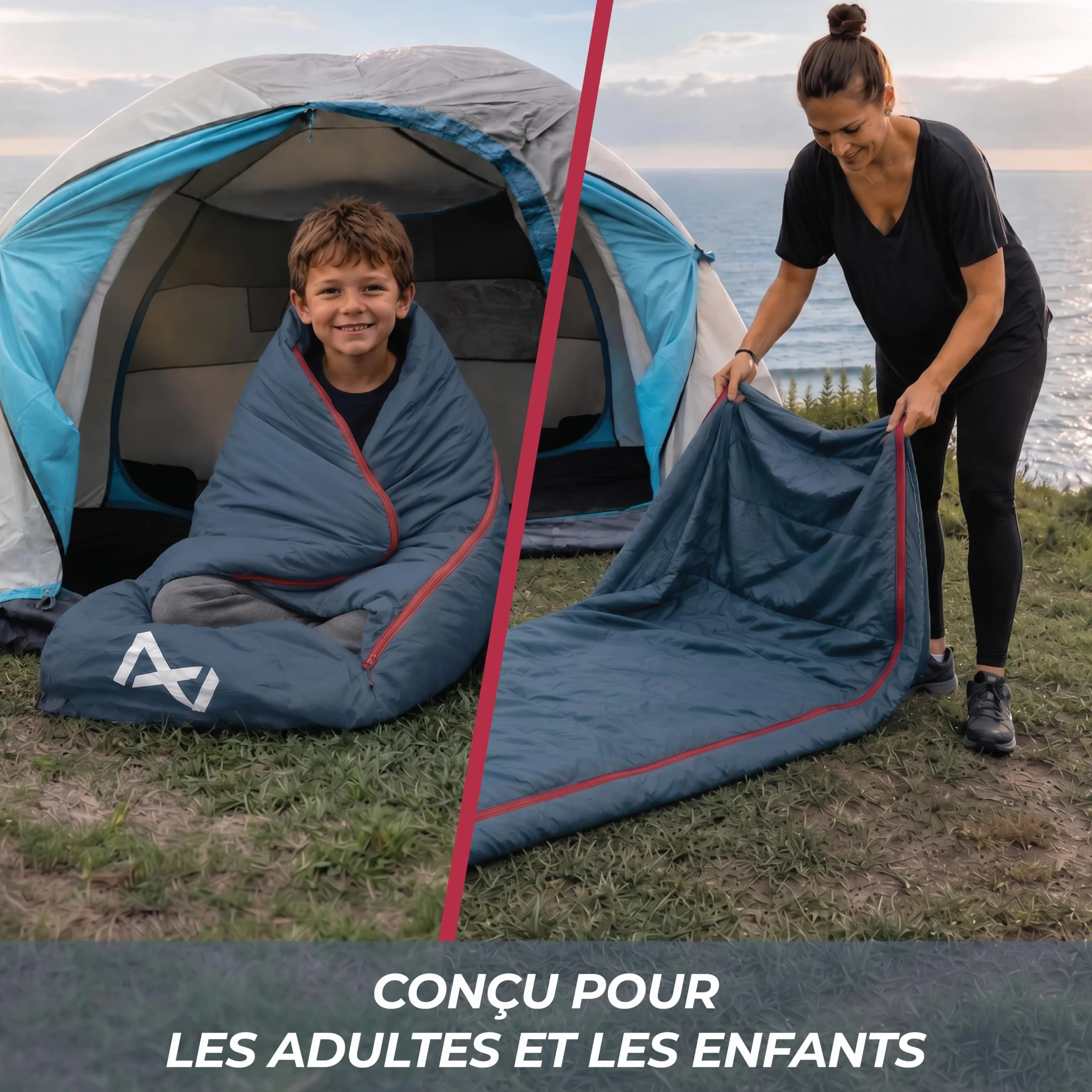 Sac de Couchage Adulte Ete - Duvet 1 Personne Compact & Ultra Léger (900g) - Sacs de Couchage de Camping et Randonnée, Festivals