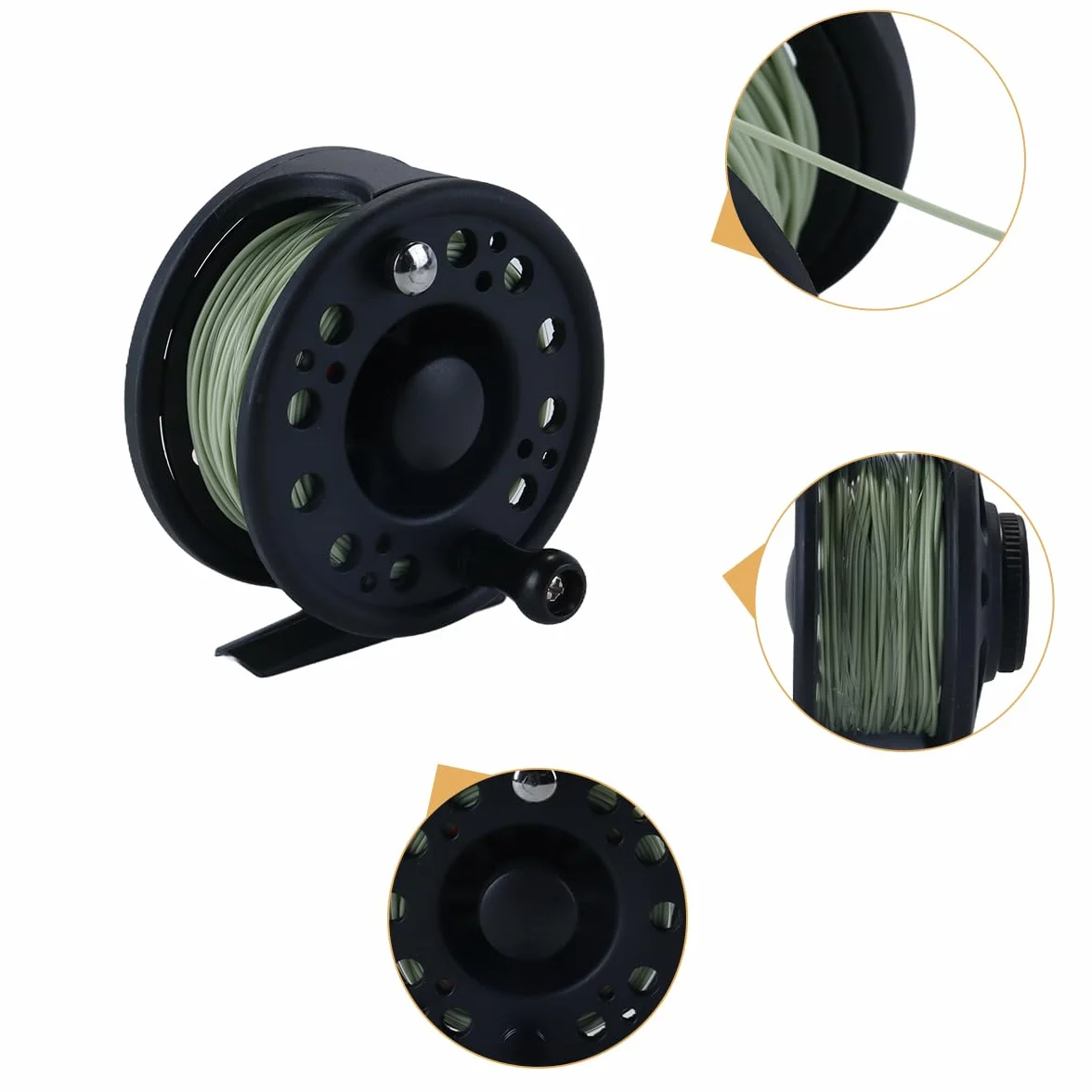 Ensemble de moulinets de pêche à la mouche GLA 5/6, diamètre 79 mm, poids 122 g, matériau ABS, avec fil