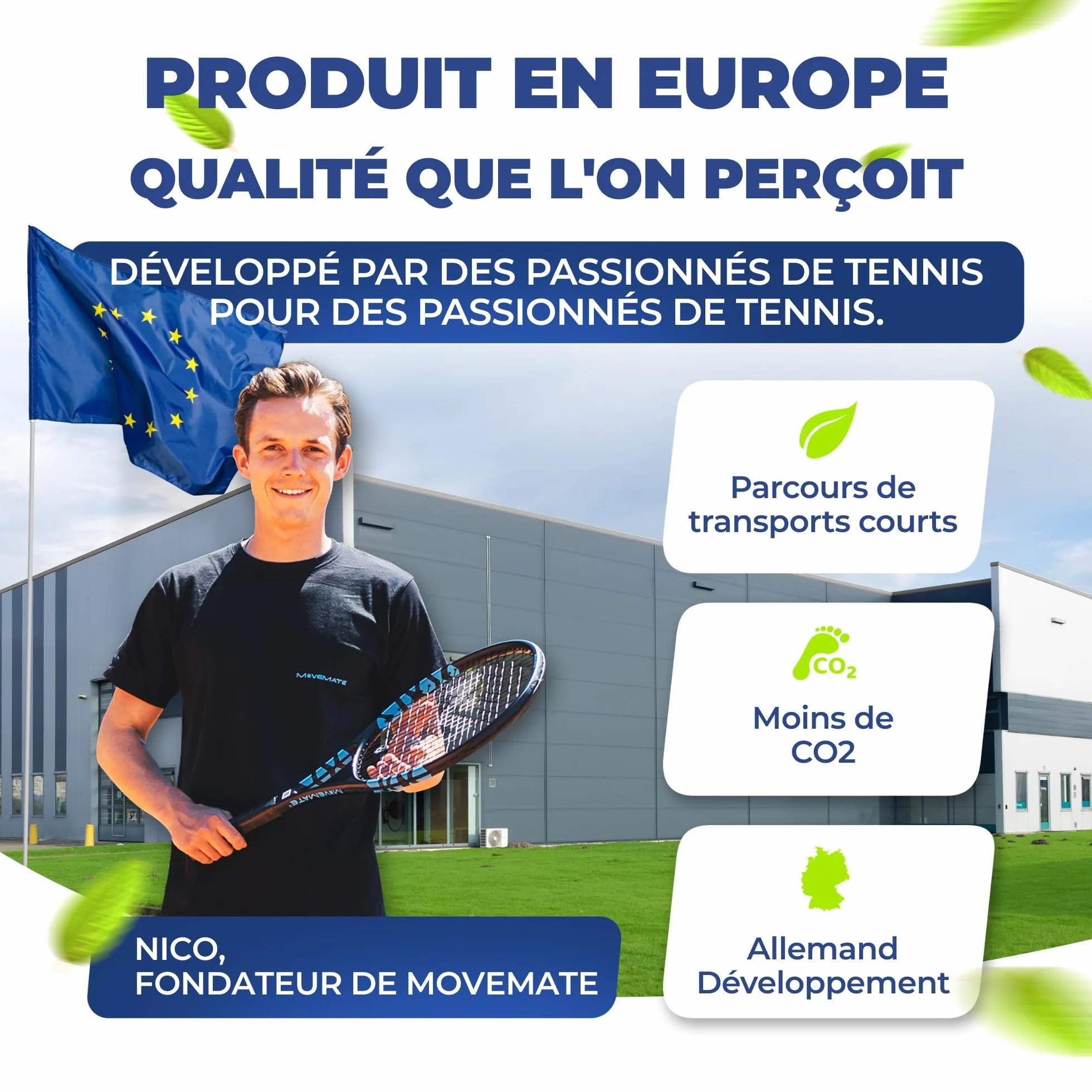MOVEMATE Entraîneur de Tennis avec Balle Wilson® - Appareil de Sport pour Loisirs et Plein Air