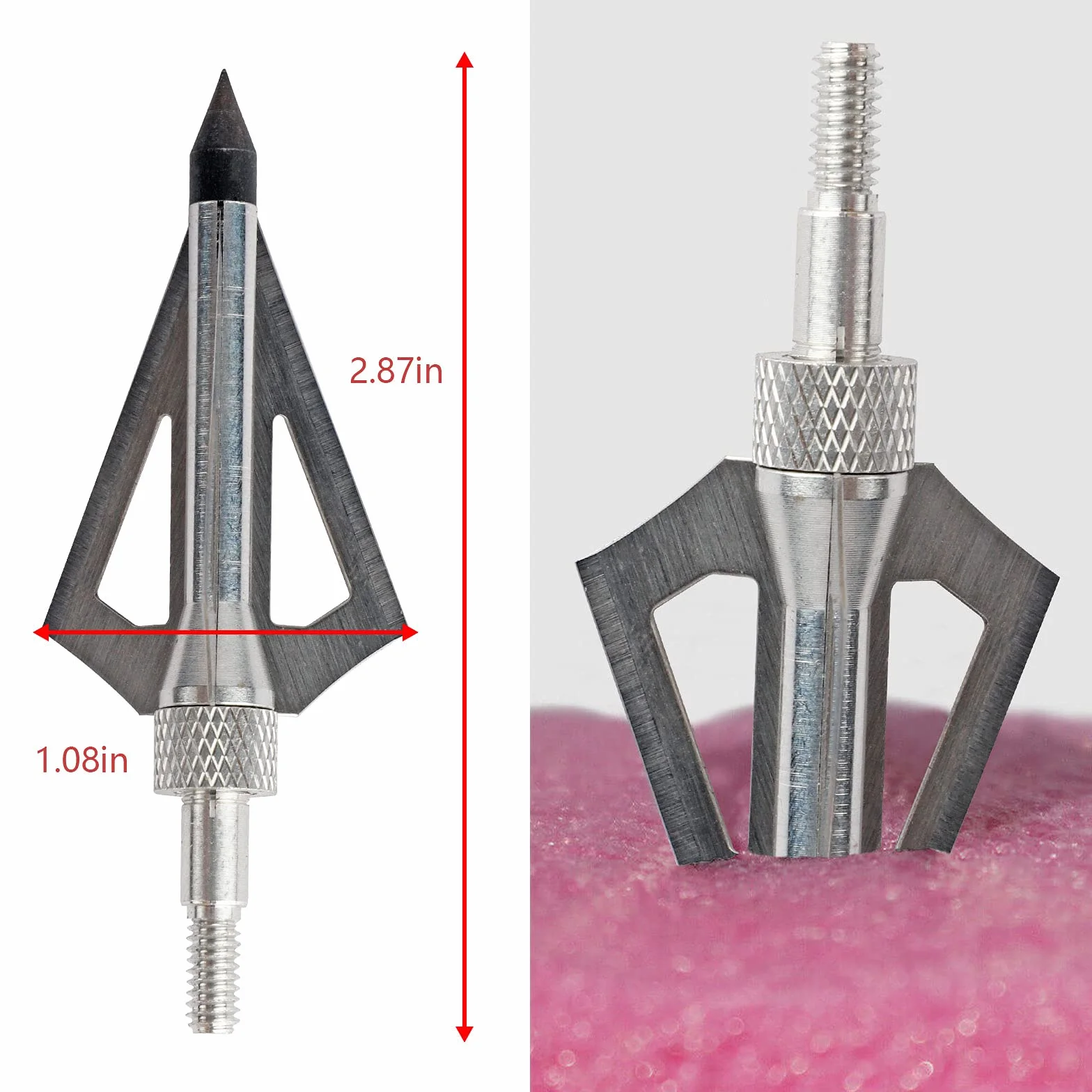 Runmeihe 12 Pointes de Flèche en Acier Inoxydable Chasse avec Un étui de Rangement pour Arbalète de Chasse Adulte, Cible Tir à l'arc et Arbalète Traditionnelle