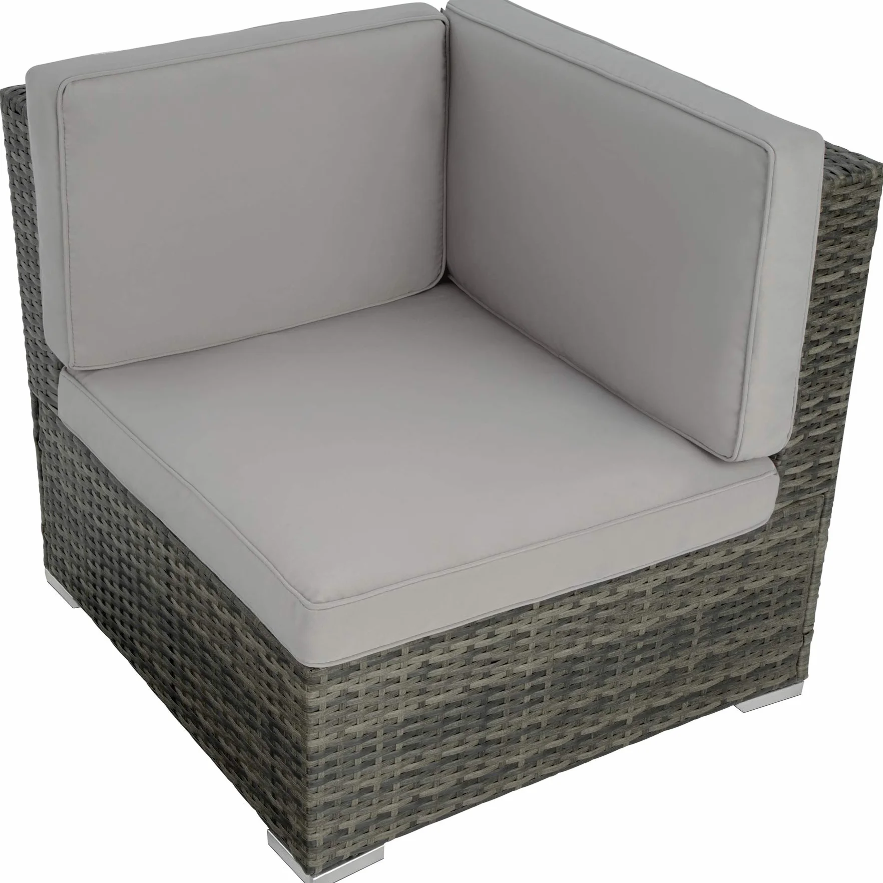 Tectake Salon de Jardin en Rotin Modulable, Canapé Ensemble 6 Fauteuils 1 Tabouret Pouf 1 Table Gris