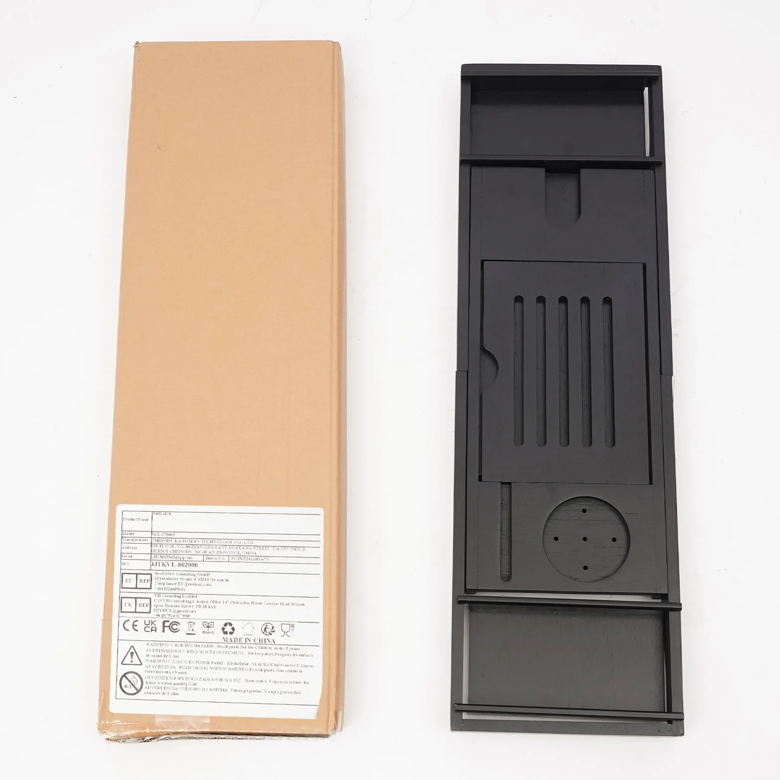 Bambou Plateau de baignoire extensible 75-111 cm noir avec porte-gobelet support tablette réglable