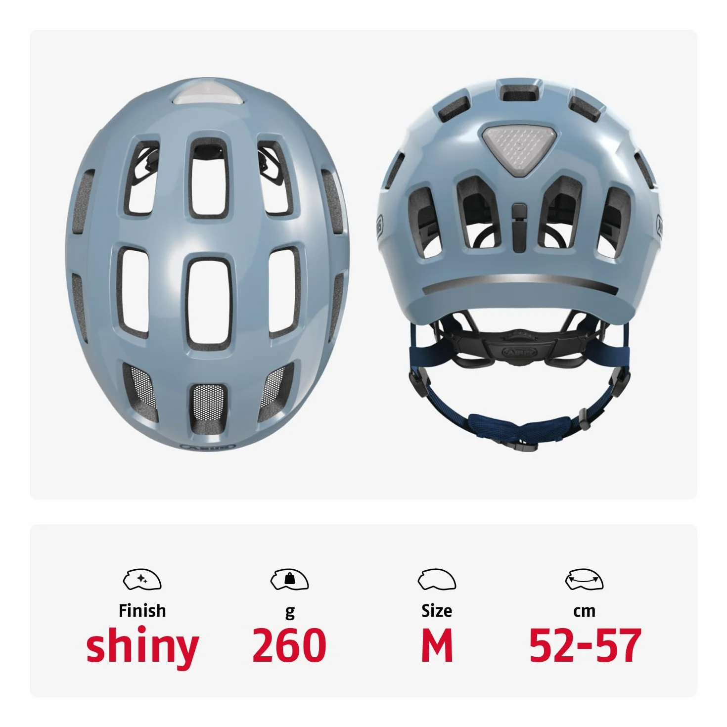 ABUS Casque de vélo Youn-I 2.0 - avec lumière pour Enfants, Adolescents et Jeunes Adultes - pour Filles et garçons