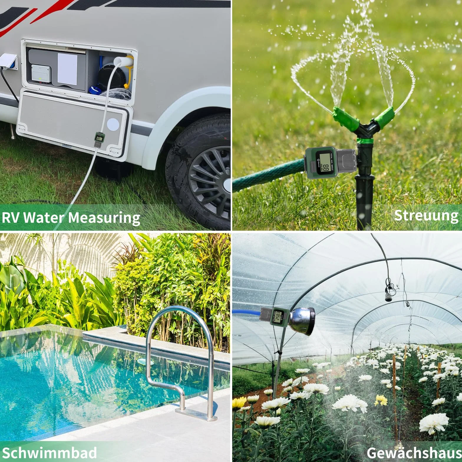 Geevon Compteur d'eau numérique IPX6 étanche pour irrigation jardin extérieur