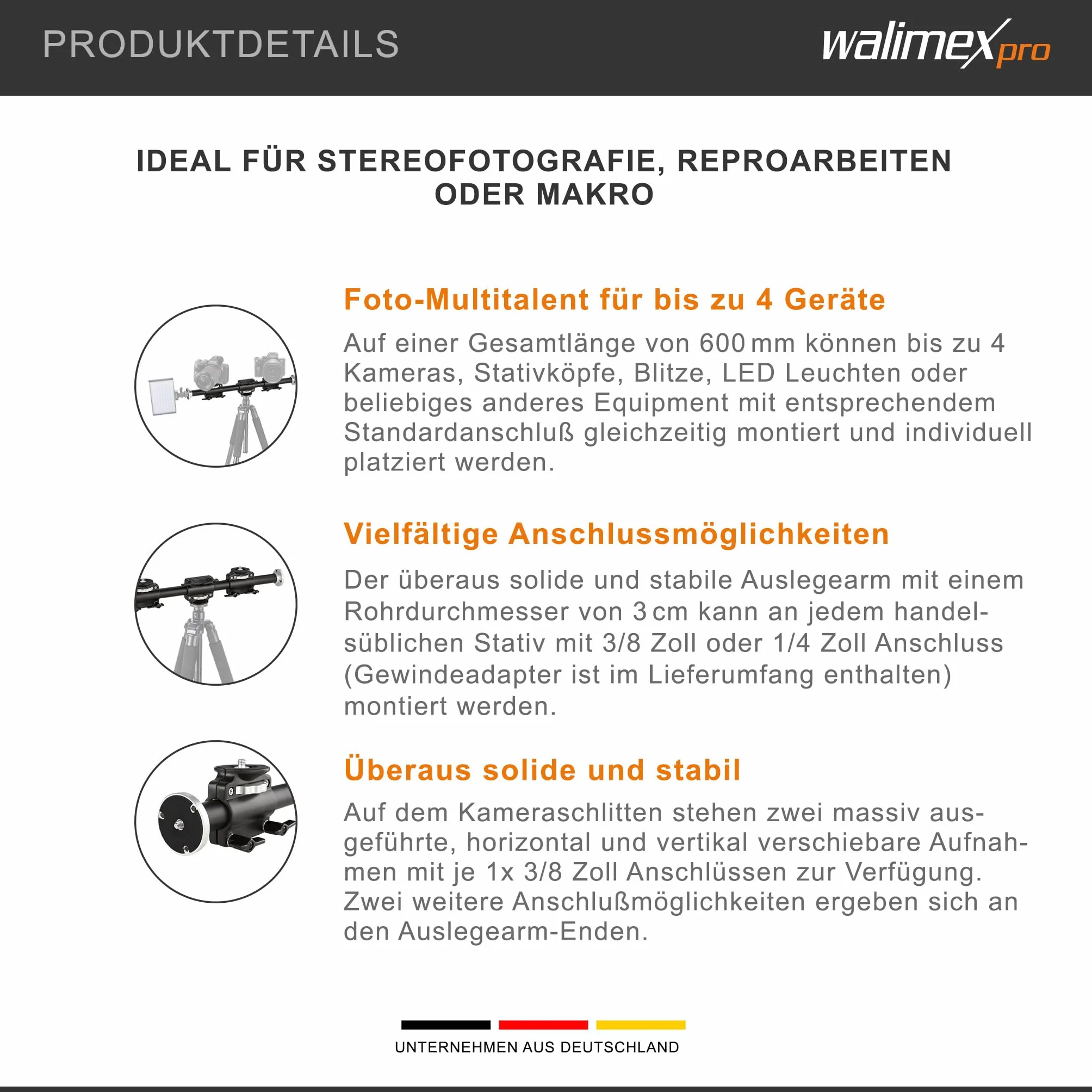 Bras de support walimex WT-628 avec 2 extensions