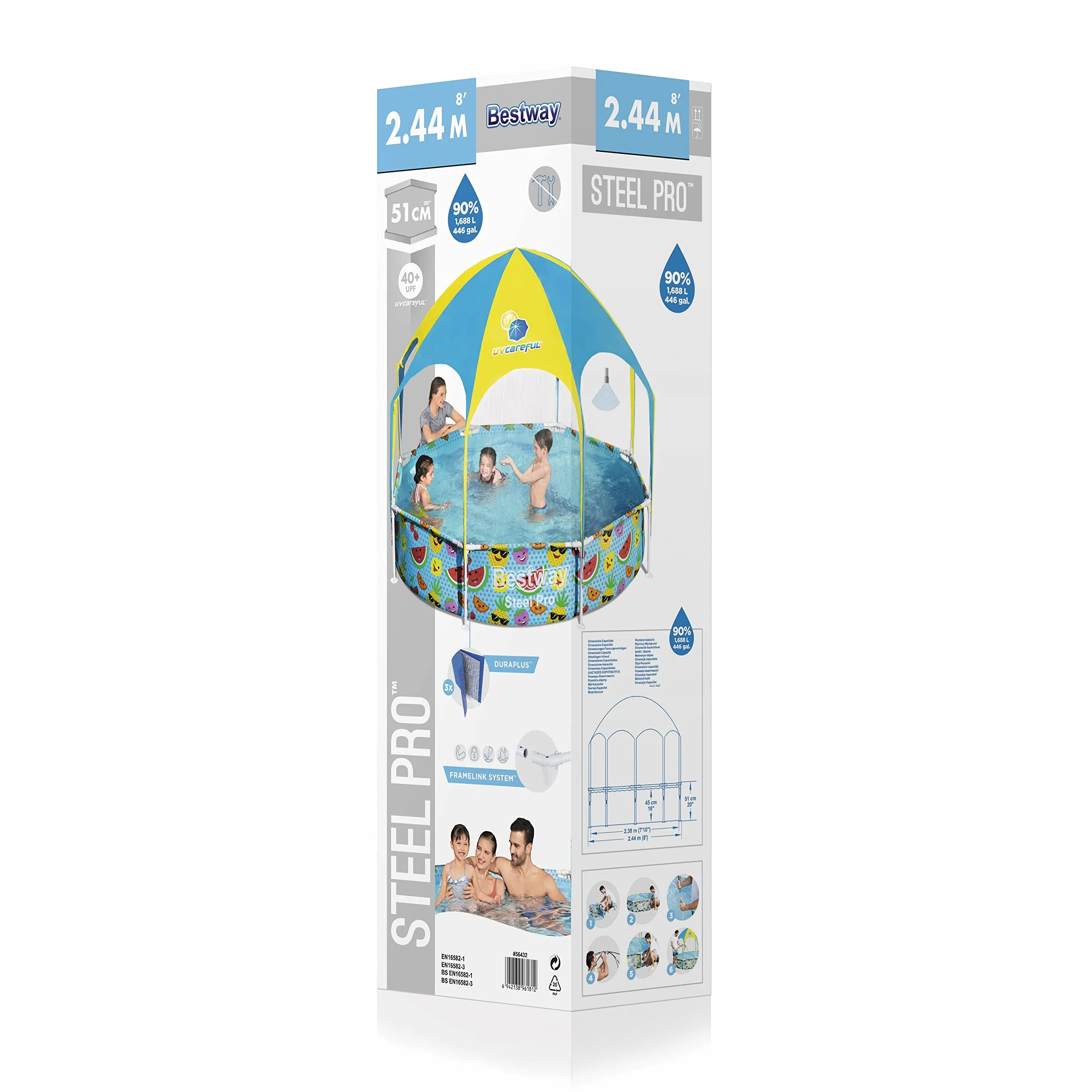 Bestway Piscine Tubulaire 244 x 244 x 51 cm 1680 L