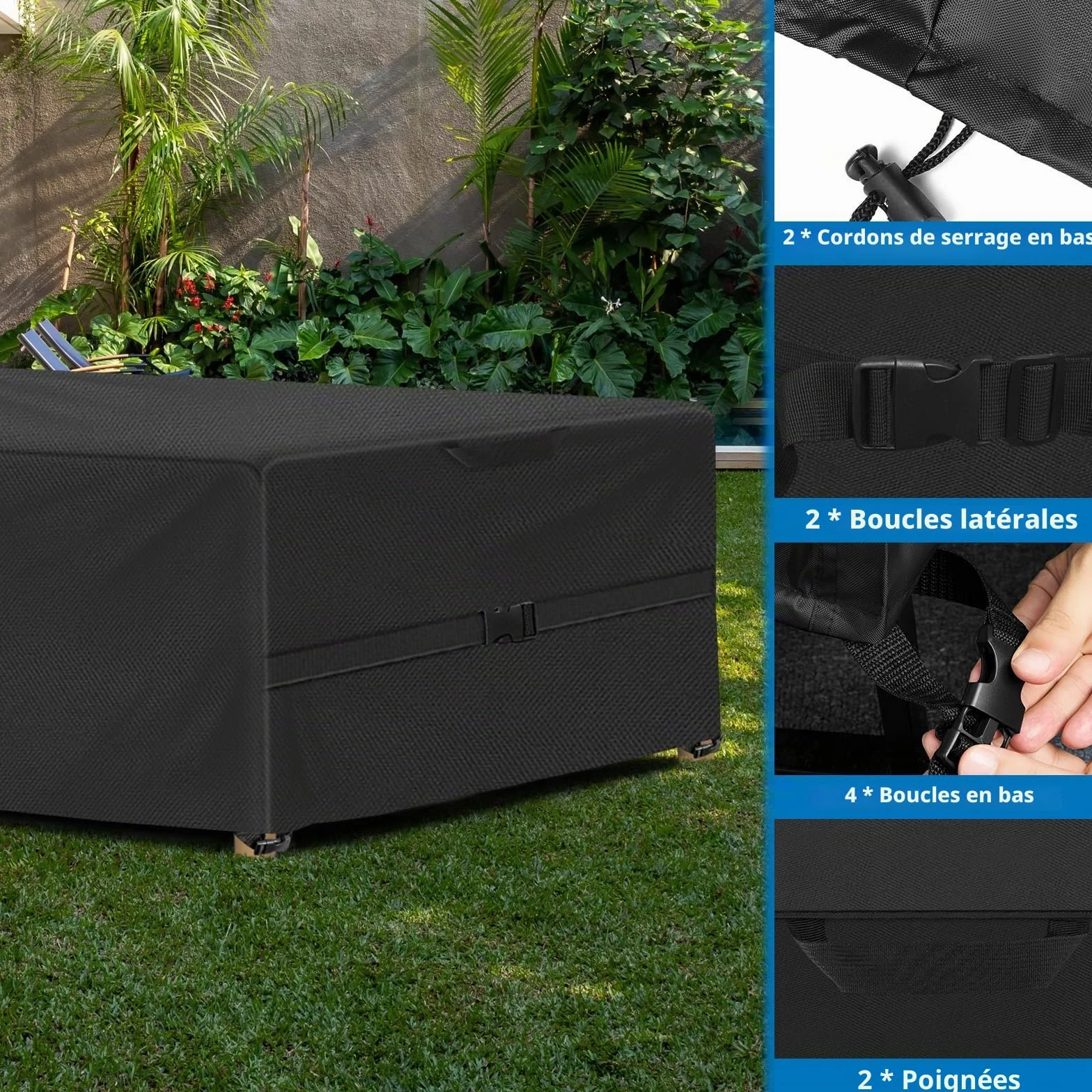 SIRUITON Housse Salon de Jardin 250x250x90cm Oxford 520D Imperméable Anti-UV Protection Toute Saison