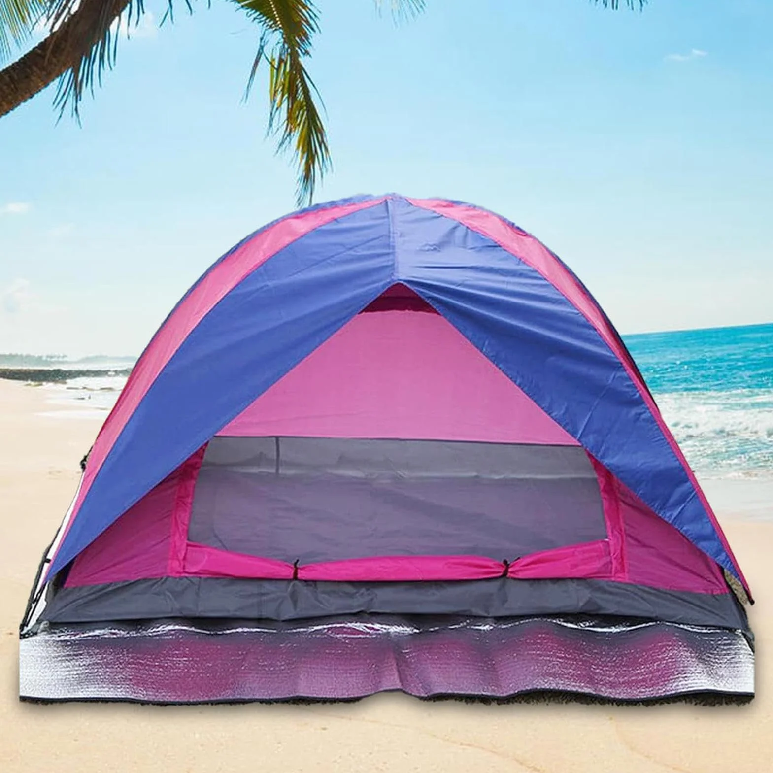 Tapis Isolant Camping, 200x200cm Tapis de Sol de Camping en Mousse, Tapis Isolant Thermique Aluminium Étanche, Pliable Tapis de Tente Double Face pour Camping Randonnée Voyage Pique-Nique Extérieur