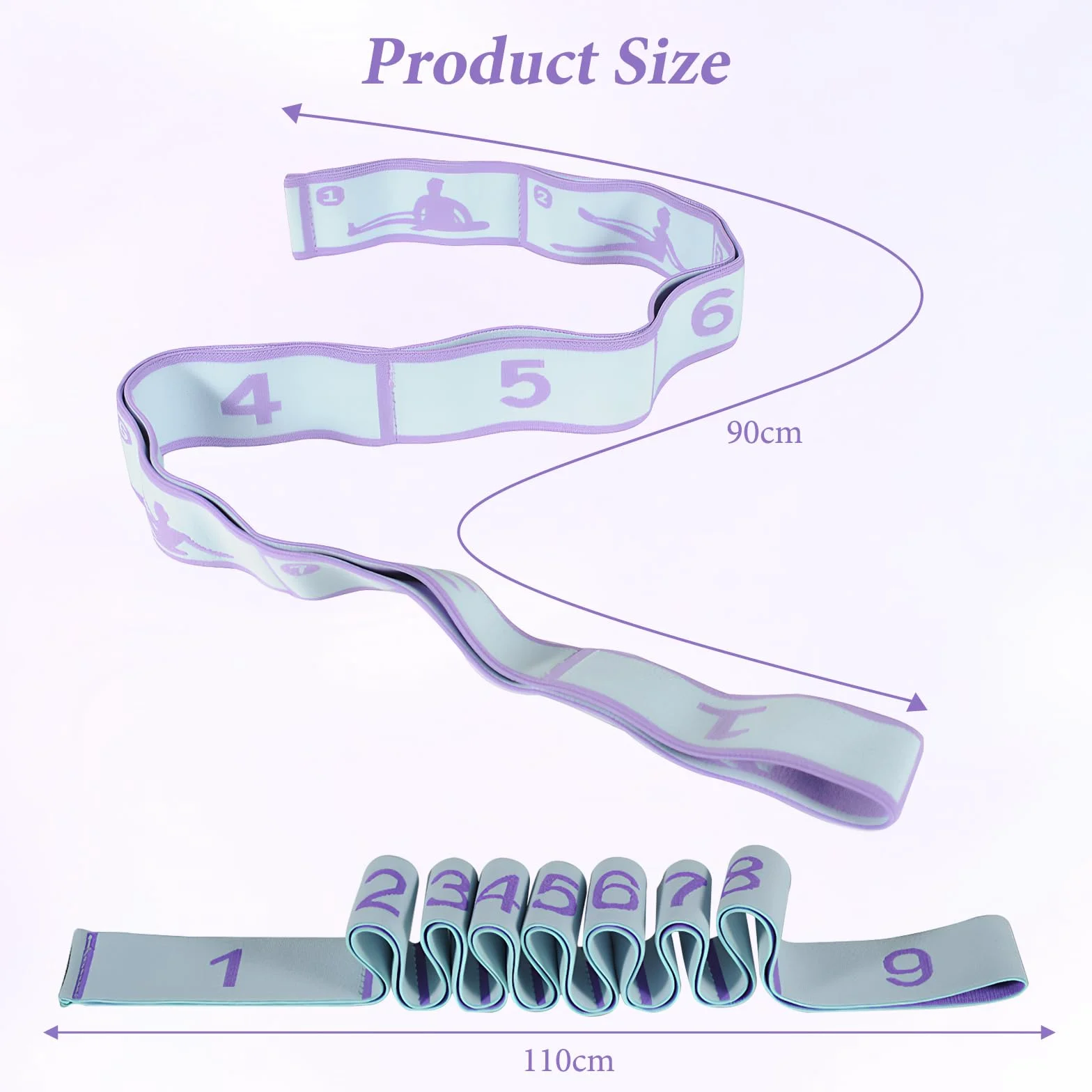 2 Pièces Yoga Stretch Bandes, Bande Elastique Musculation, Bande Elastique Fitness, Convient Pour Le Pilates, La Danse Et La Gymnastique (Violets 8 Boucles 90 Cm + Bleus 9 Boucles 110 Cm)