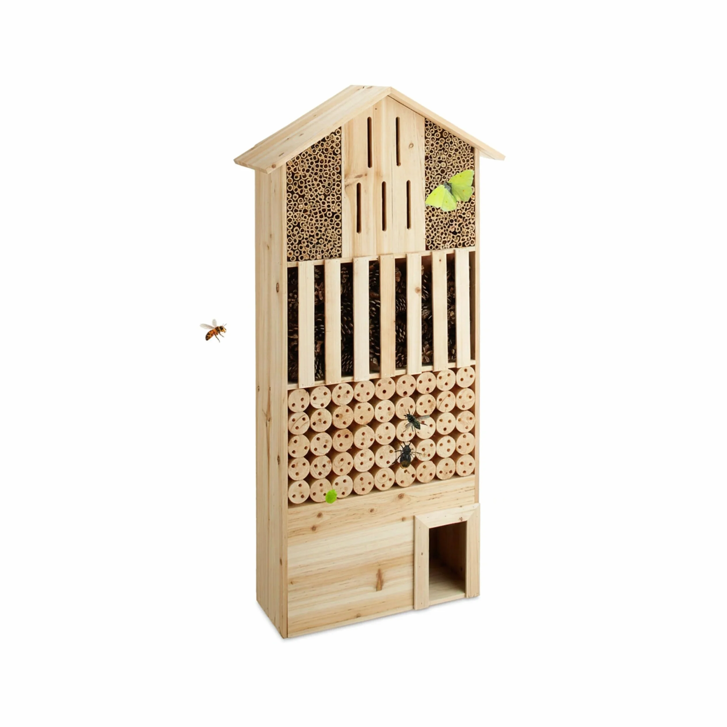 Relaxdays Hôtel à insectes en bois XXL abri abeilles papillon 118 x 57 x 24 cm nature