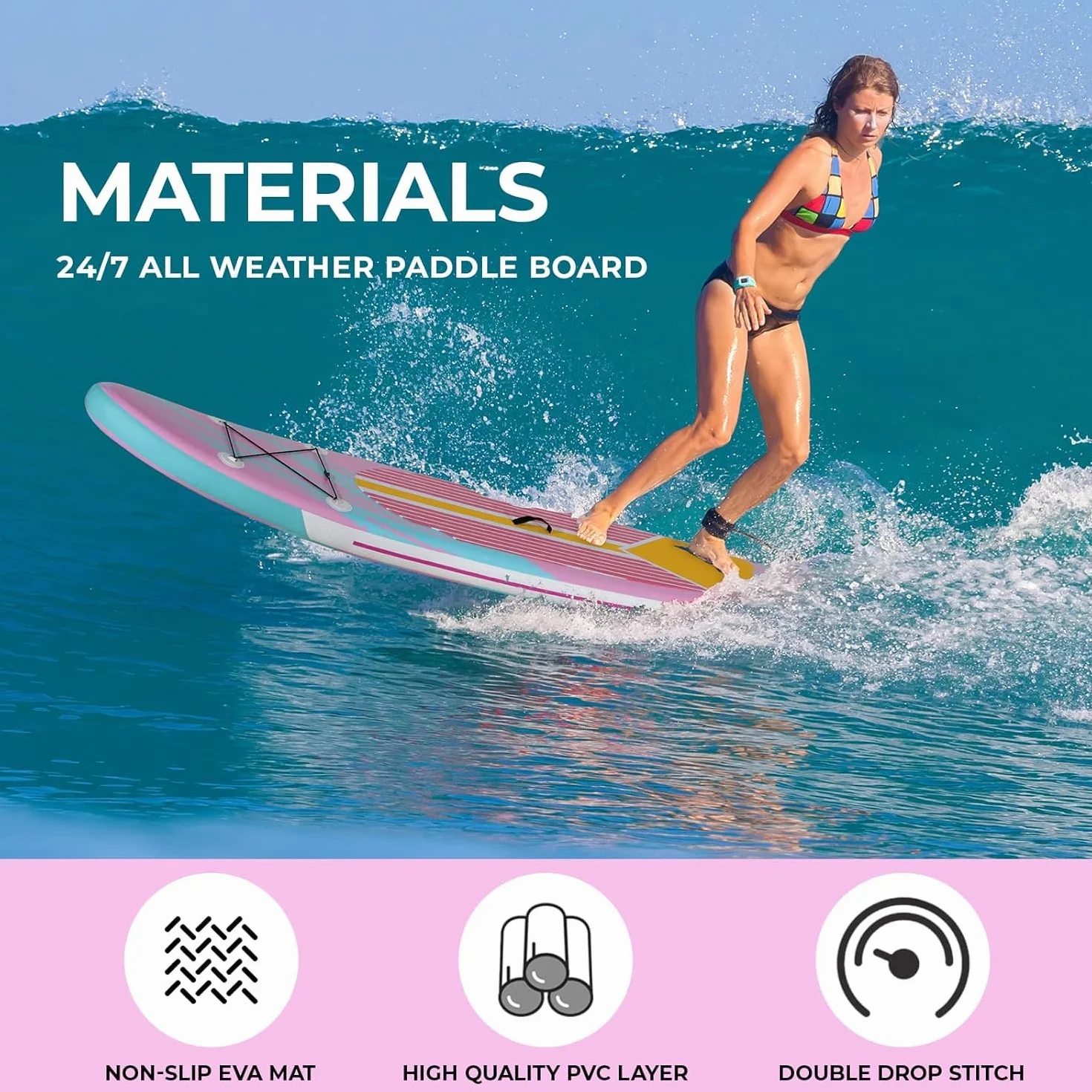 Paddle Gonflable Adulte - Stand Up Paddling Sup 305 x 76 x 15 cm | 2 Personnes Planches de Stand Up avec Grande Stabilité Résistance | Padel Planche | Accessoires de Qualité | 200 kg