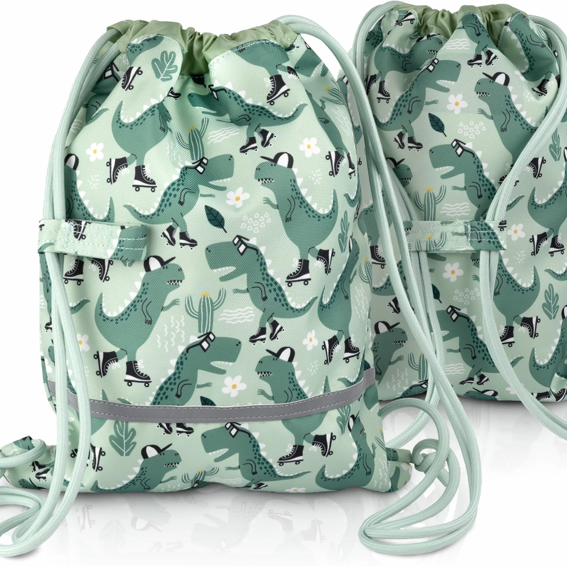 Sac de gym enfant maternelle en polyester recyclé – imperméable, sans PFC, avec réflecteurs et sangle poitrine
