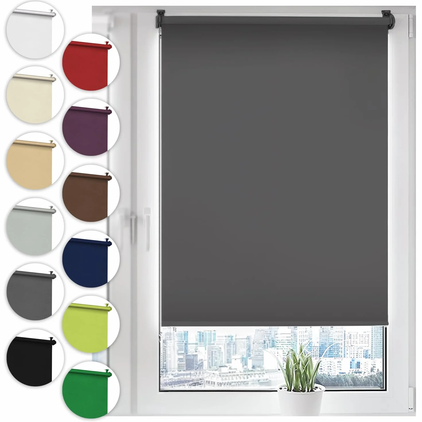 Sonello Store Occultant Klemmfix 50x100 cm Gris Opaque Store Enrouleur Fenêtres Portes Fixation sans Percage Protection Solaire