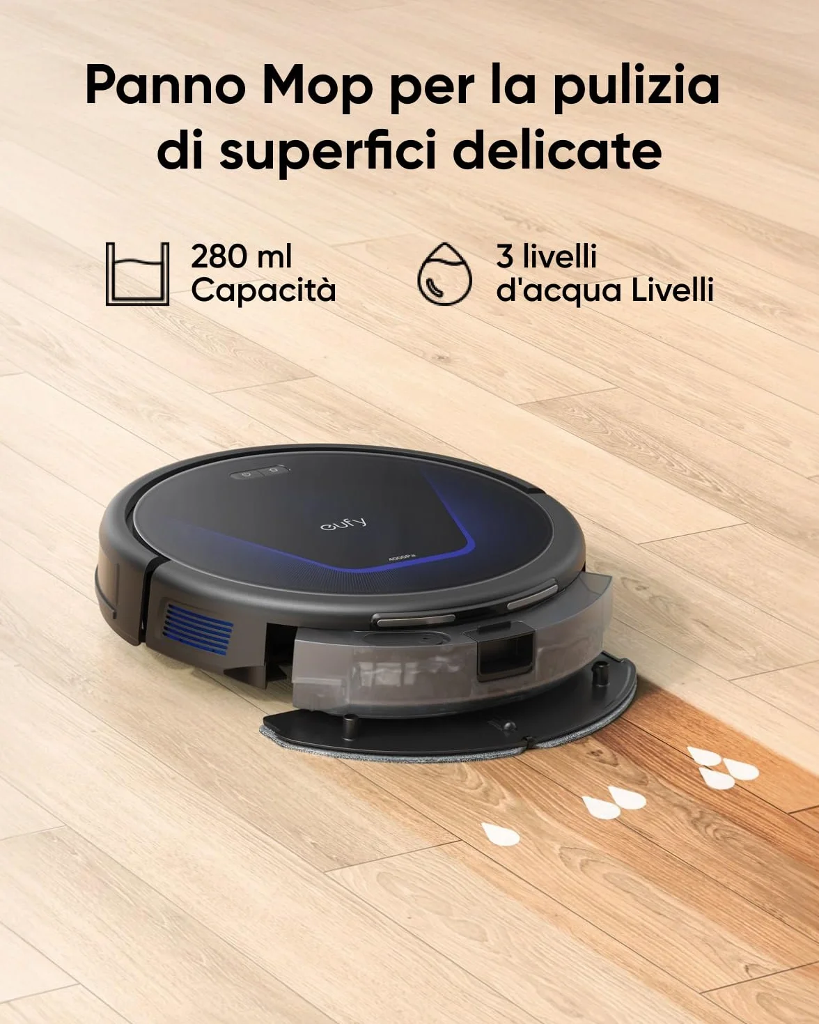 Eufy G50 Aspirateur Robot Hybride 4000 Pa Aspiration Navigation Dynamique Brosse Rouleau Tampon Serpillière Poils d'animaux Tapis Reconditionné