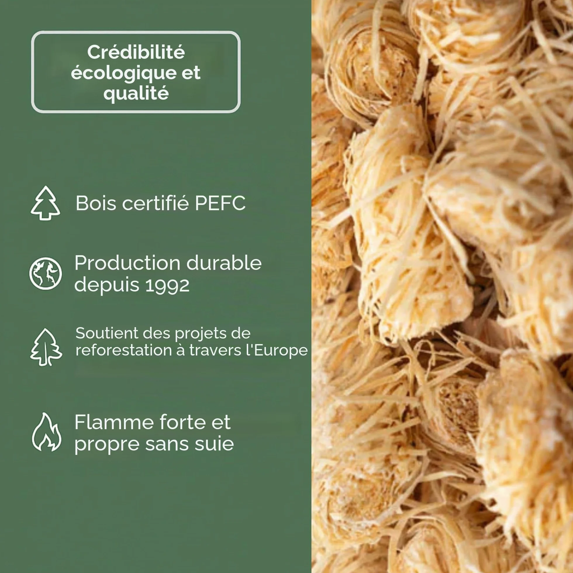 HORECA CANDLES Allume-Feu Naturel Laine de Bois Cire Lot 200 Allume-Feux Écologiques Barbecue Cheminée Poêle Bois Brasero