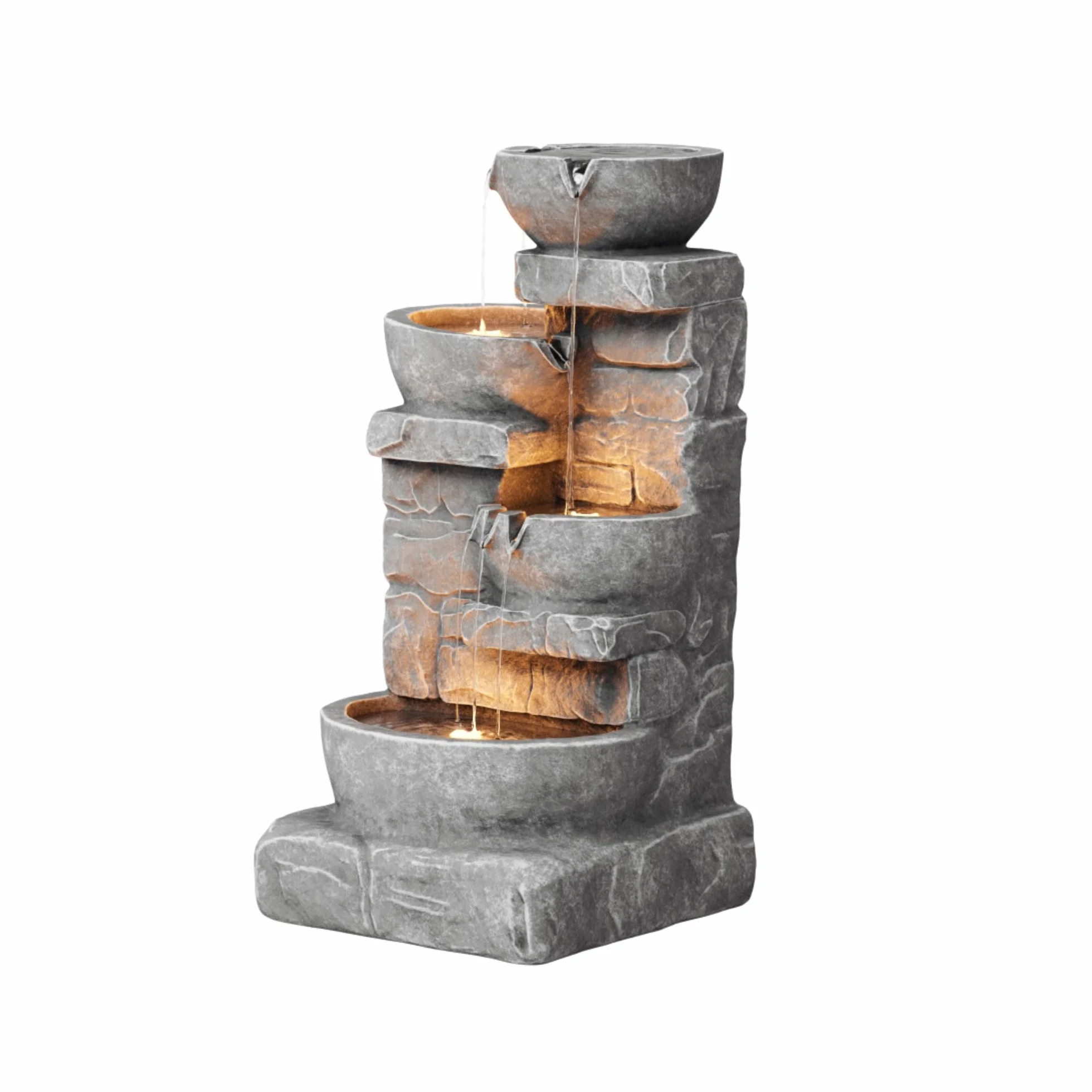 Teamson Home fontaine d'eau extérieure 33.25 Bols en cascade pierres empilées
