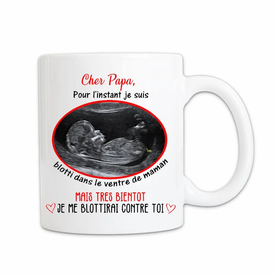 Mug personnalisé échographie 325mL cadeau grossesse original futur papa annonce bébé naissance