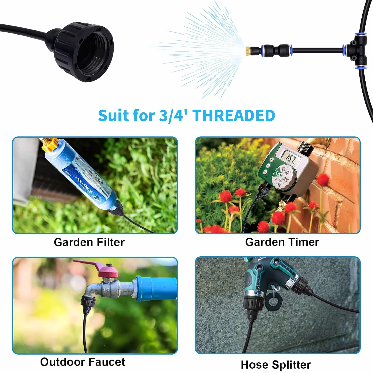 Landrip Brumisateur Extérieur 10M Kit d'Irrigation Système Brumisateur Terrasse Jardin