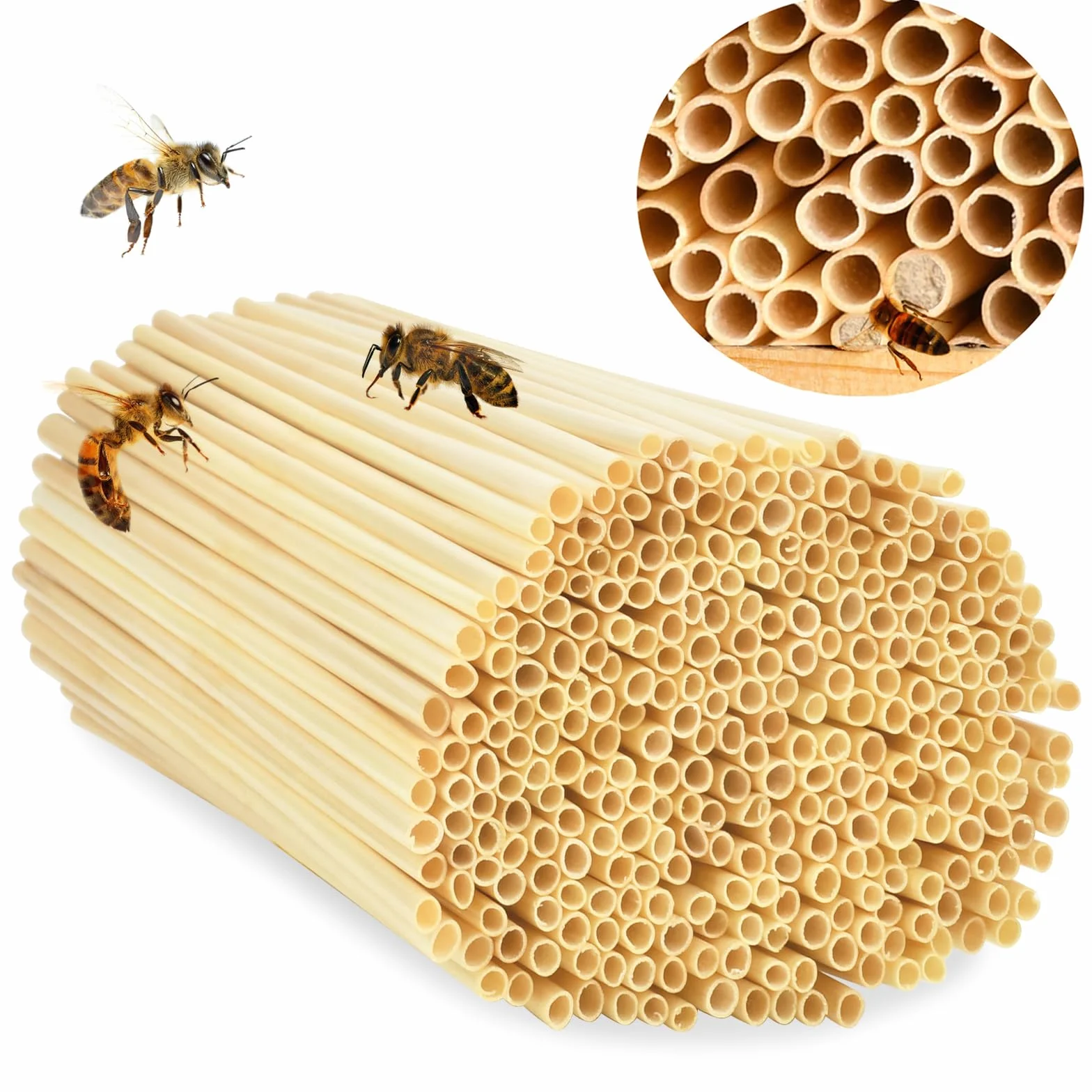 Kit Maison d'abeille 500 Pièces Pailles de Blé Naturelles 14.5 cm pour Hôtel à Insectes