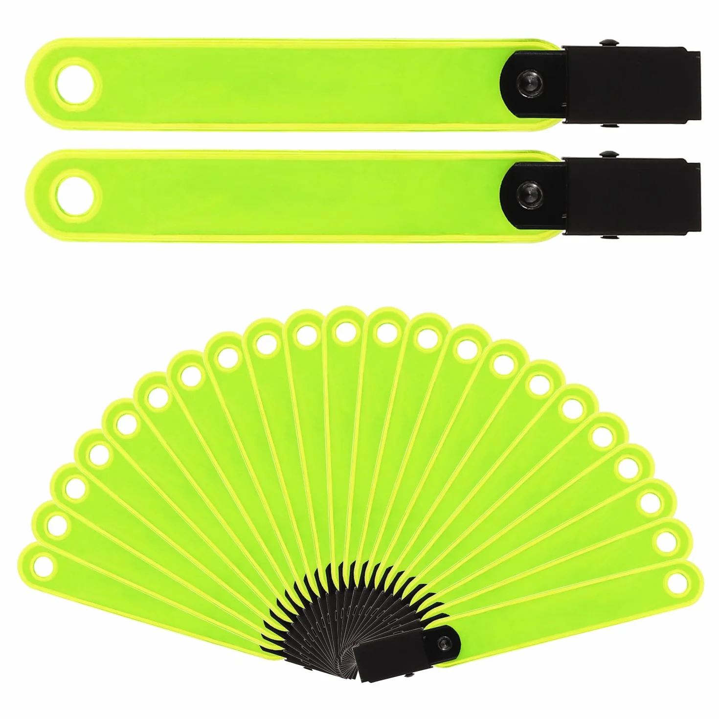 XIHIRCD 24pcs Marqueurs de Sentier Réfléchissants Jaune Fluorescent avec Clips Jour et Nuit
