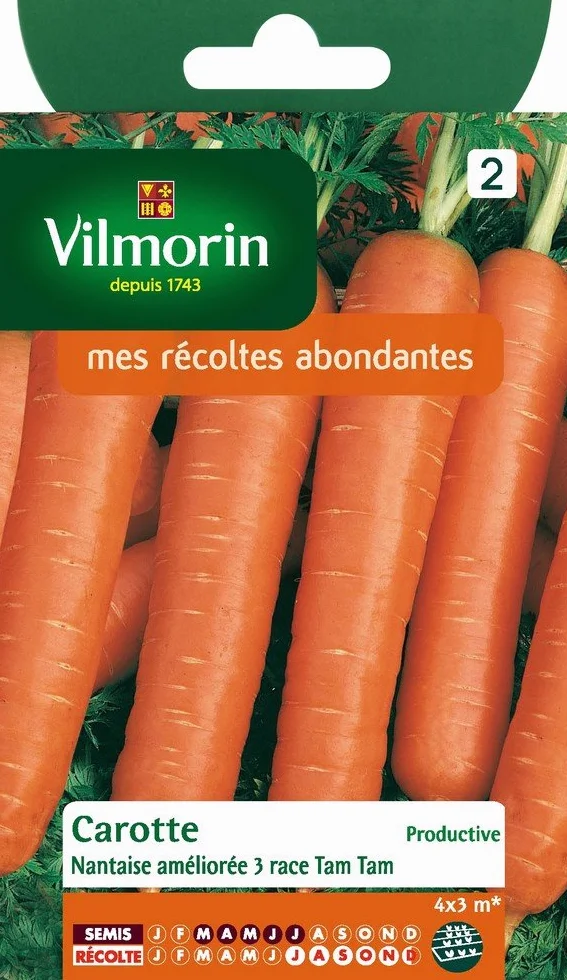 Vilmorin Pack de Graines Carotte Nantaise Améliorée 3 Race Tam