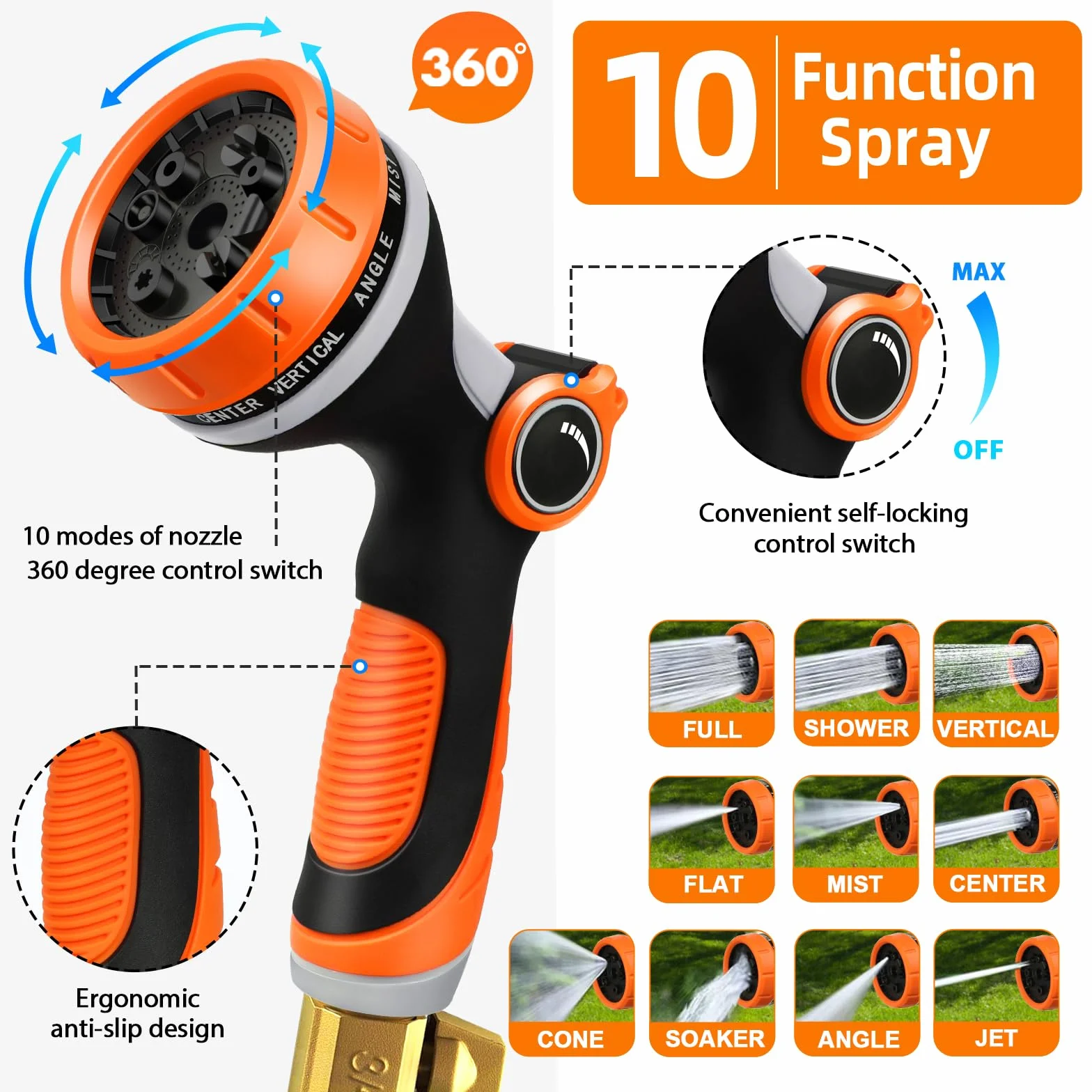 Tuyau Arrosage Extensible 15m avec Pistolet 10 Modes, Raccord 3/4" 1/2" Robinet Cuisine