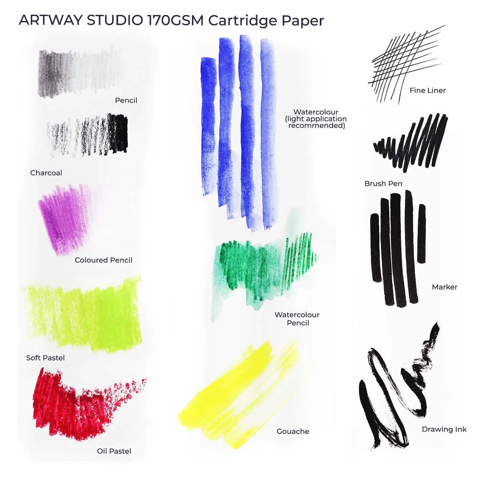 Carnet de croquis A4 reliure cartonnée noir 46 pages 170gsm Artway Studio