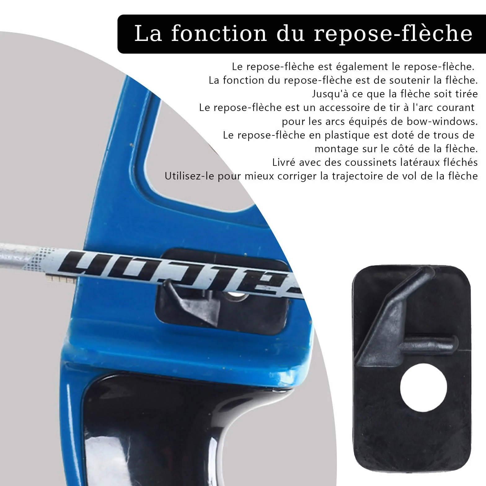 GIONAR 8PCS Repose-Flèche de Tir à l'arc, RH Arc Classique Repose-Flèche, Chasse Tir Ciblage Accessoire, Classique Repose-Flèche en Plastique Noir Tir à l'arc pour Chasse Adultes Droitiers