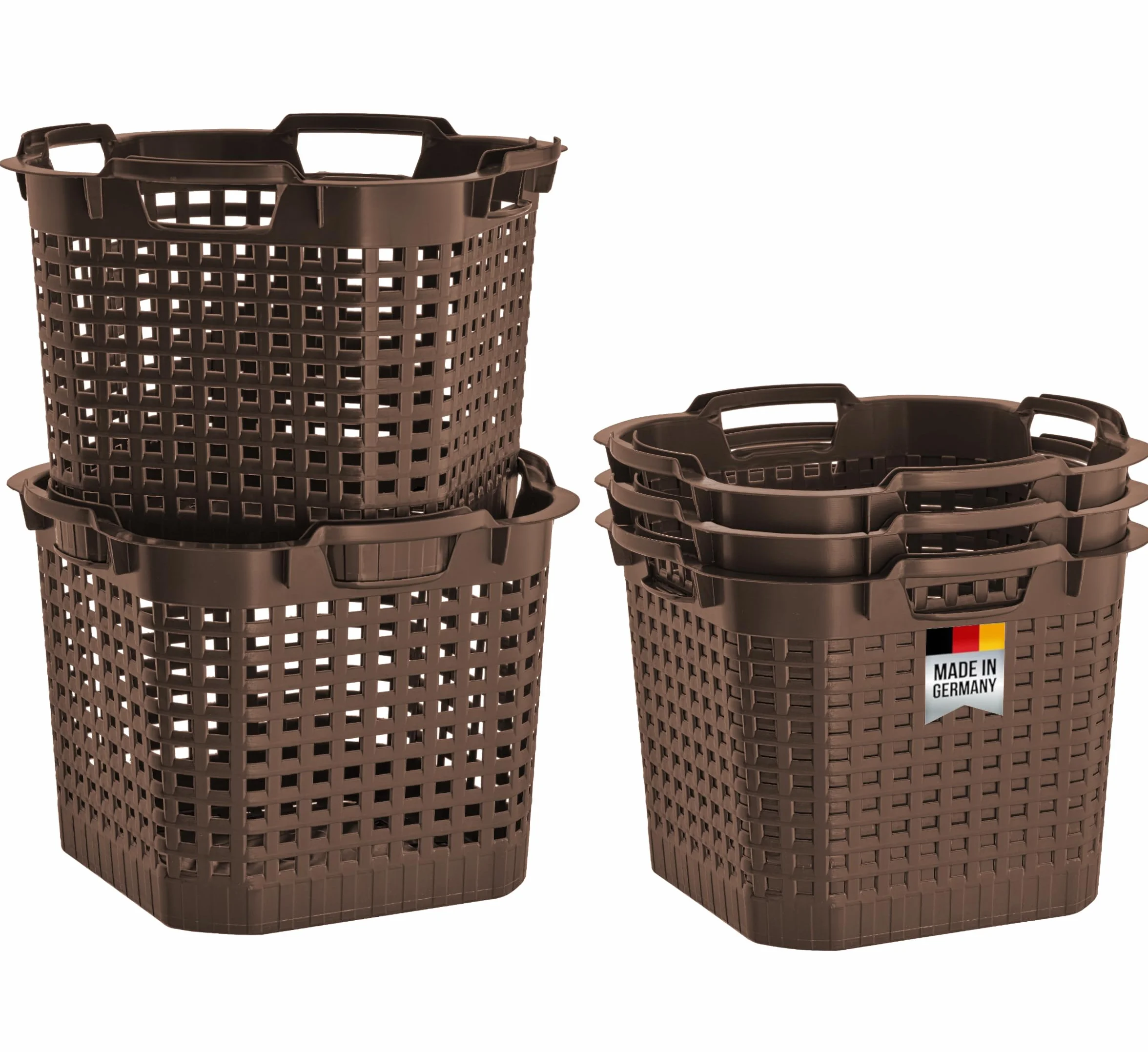 BURI Lot de 5 paniers de récolte de pommes de terre 25 l - Panier de jardin empilable en plastique haute densité marron