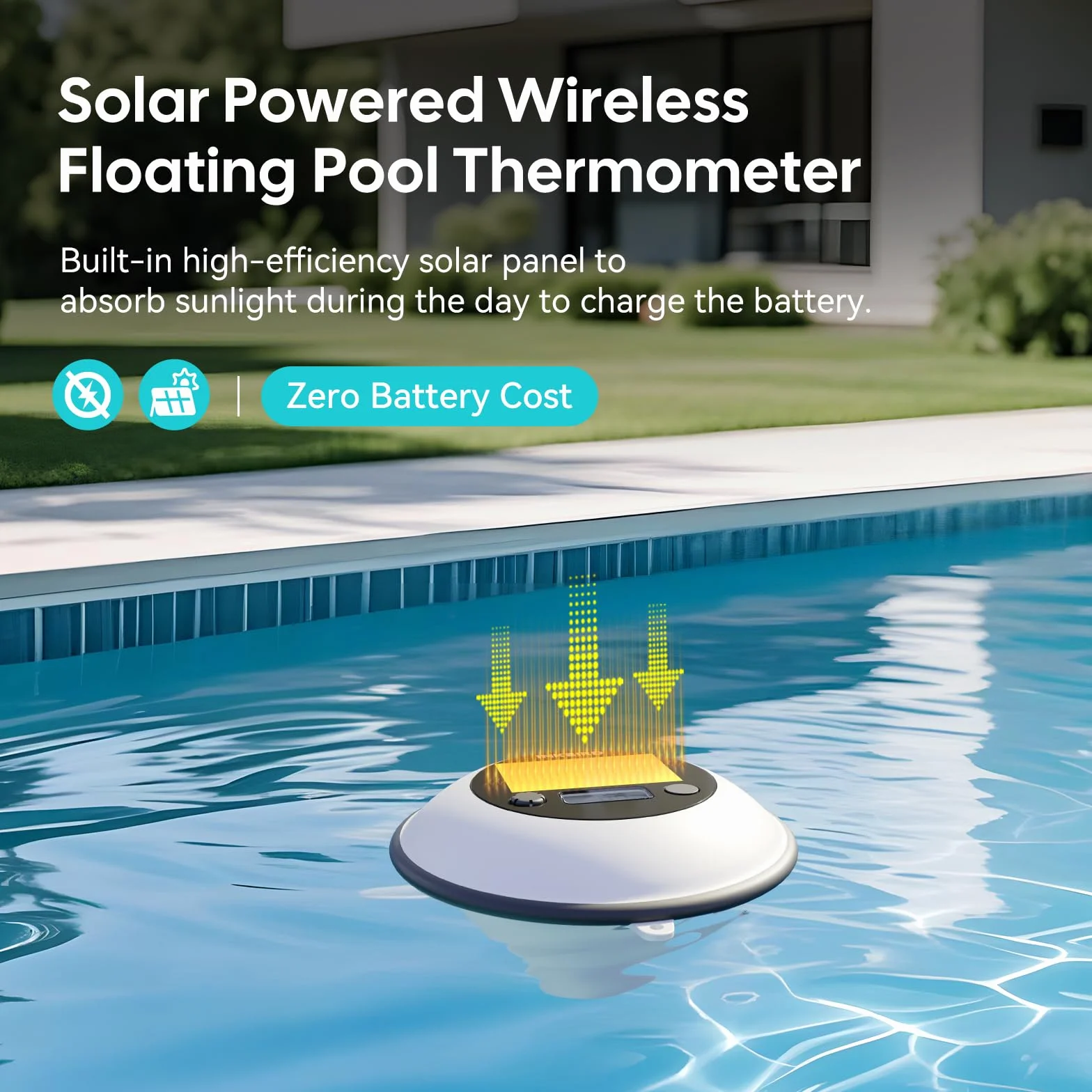 Inkbird IBS-P05R Thermomètre Piscine Solaire IP68 avec 7 Couleurs Lumière Sans Fil