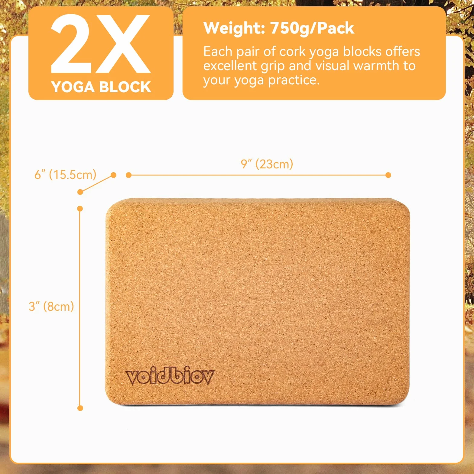 Bloc De Yoga en Liège(23 x 15 x 8 cm), Briques Professionnelles pour Le Yoga, Pilates, Fitness, Exercices