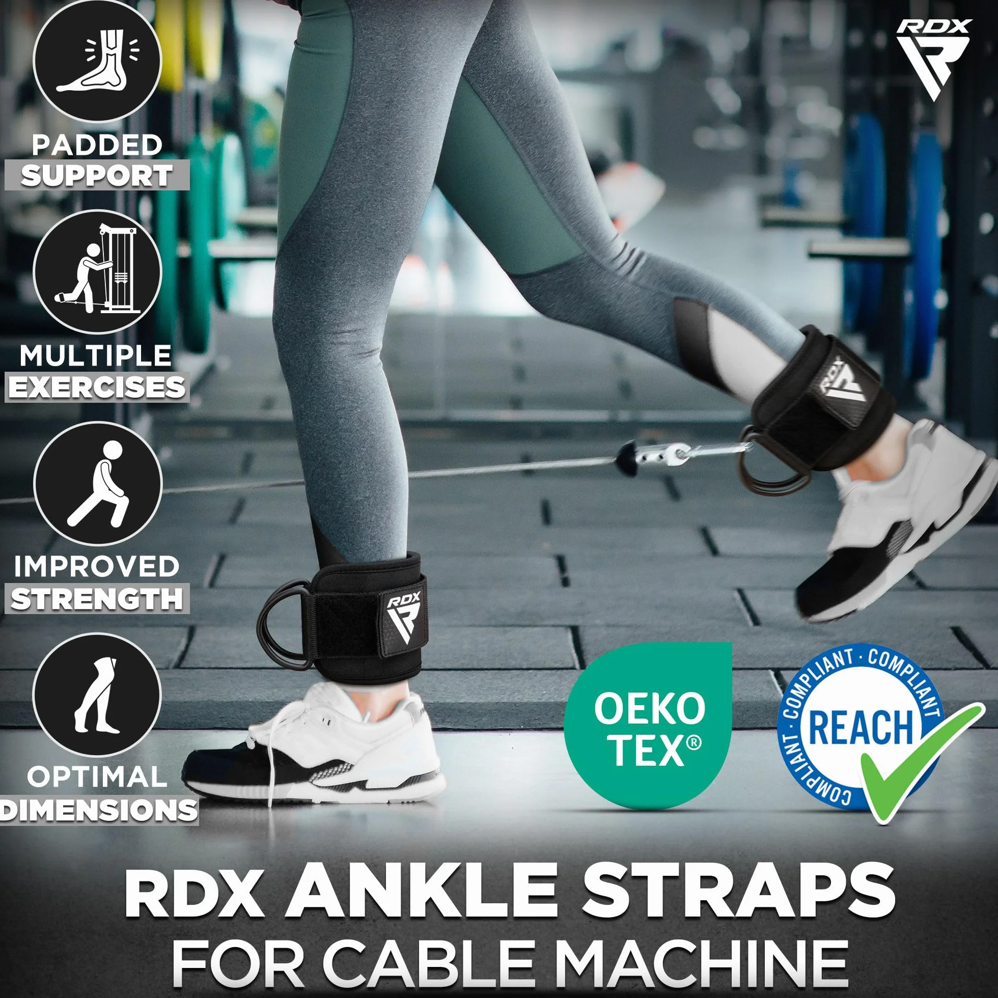 RDX Sangle Cheville Musculation Anneau Fixation Ankle Straps Poignet Wraps Fitness Entraînement
