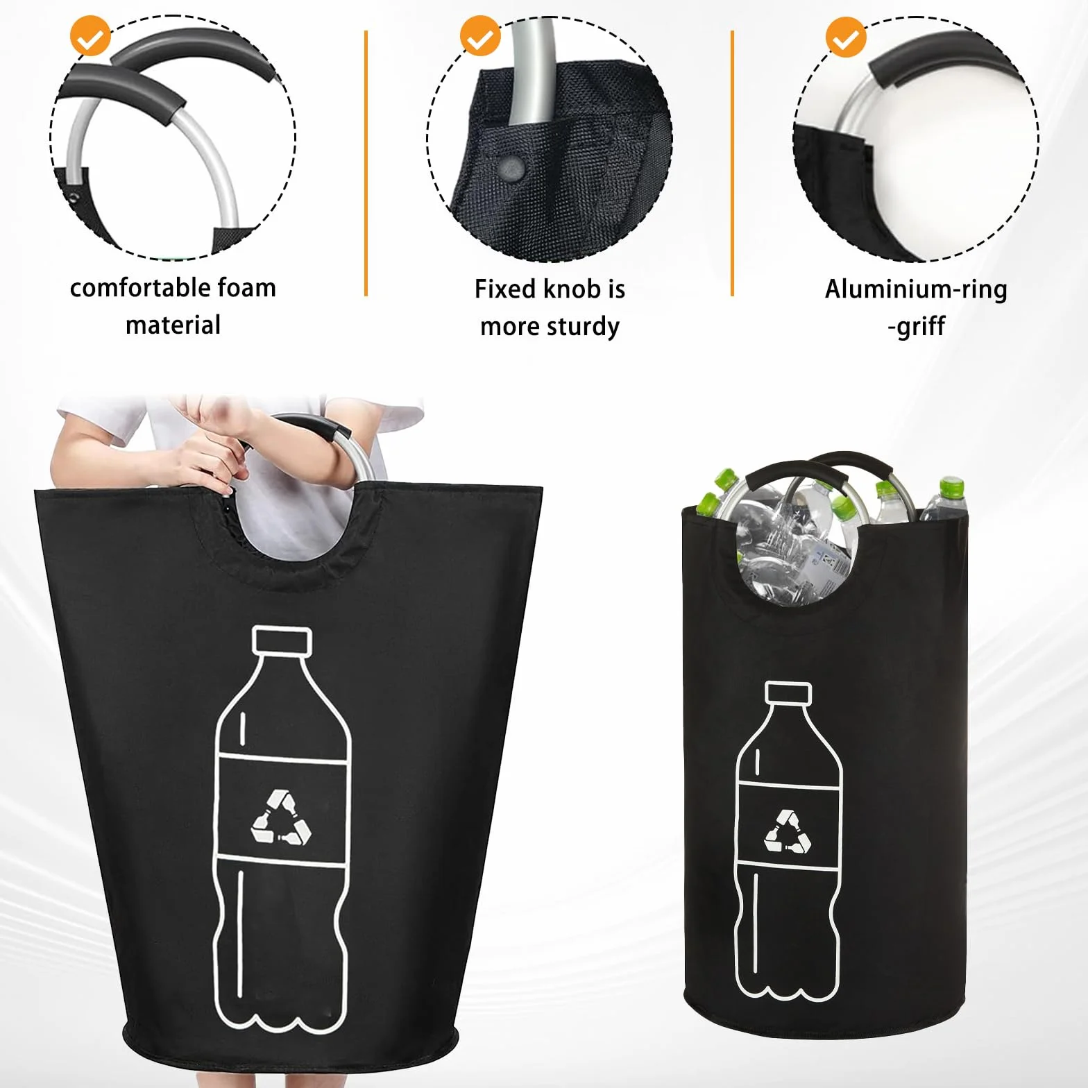 Collecteur de Bouteilles et Verre Tri Selectif Plastique Rangement Exterieur Recyclage Poignée Aluminium