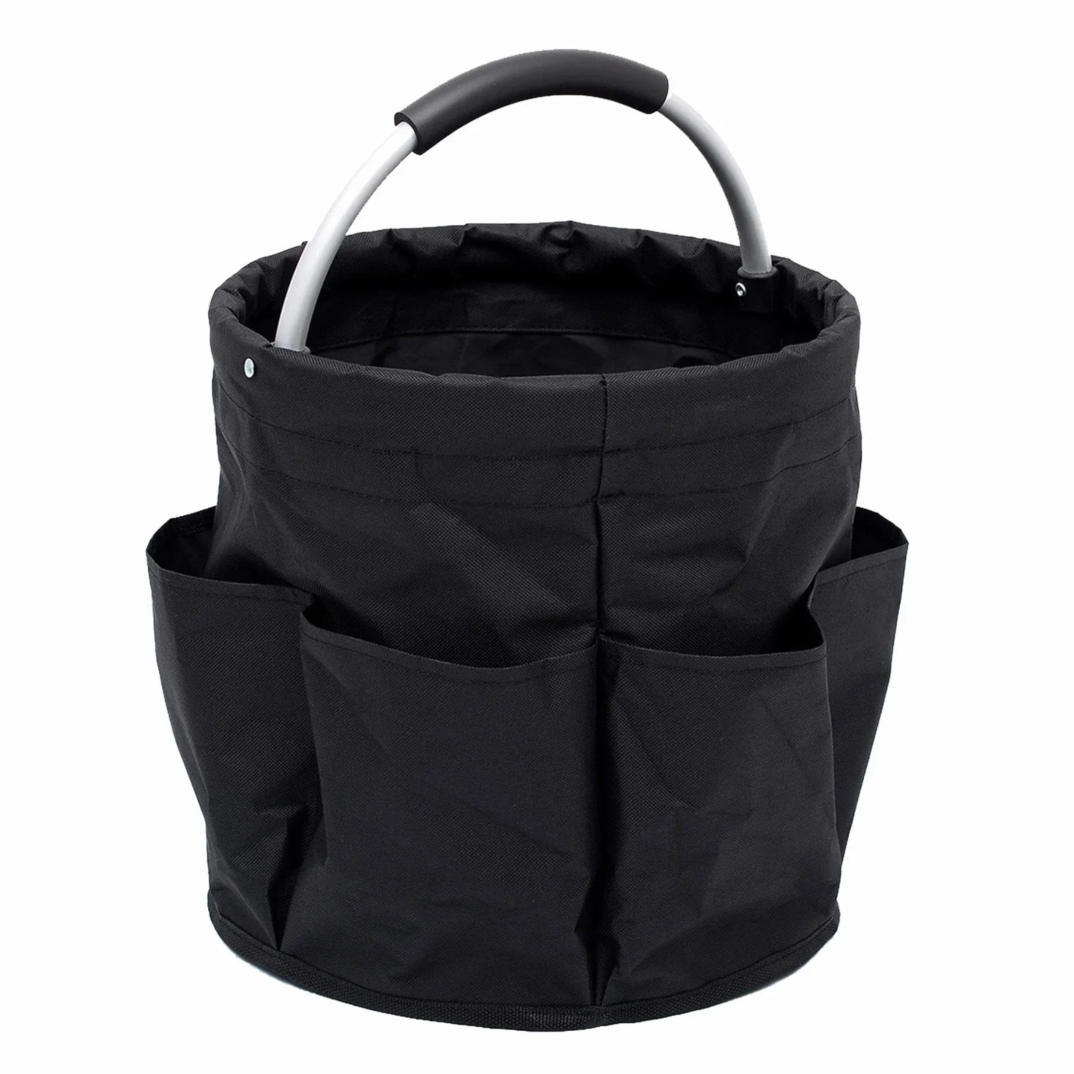 Sac de Rangement Pliable 28x28x28cm avec 6 Poches Latérales, Seau Portable pour Outils Jardinage
