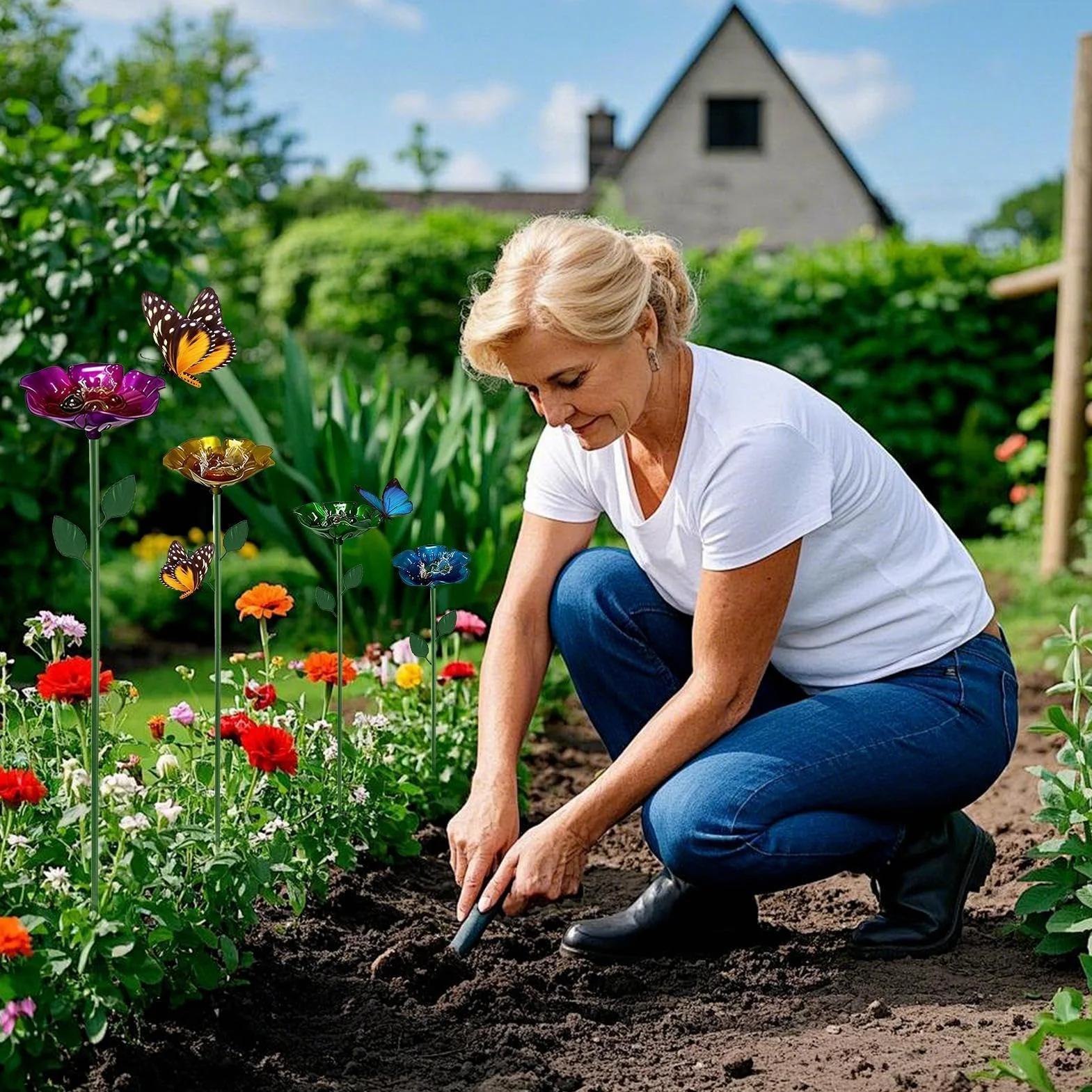 Abreuvoir à Abeilles Fleur en métal Lot de 4 Bassins Extérieur pour Jardin