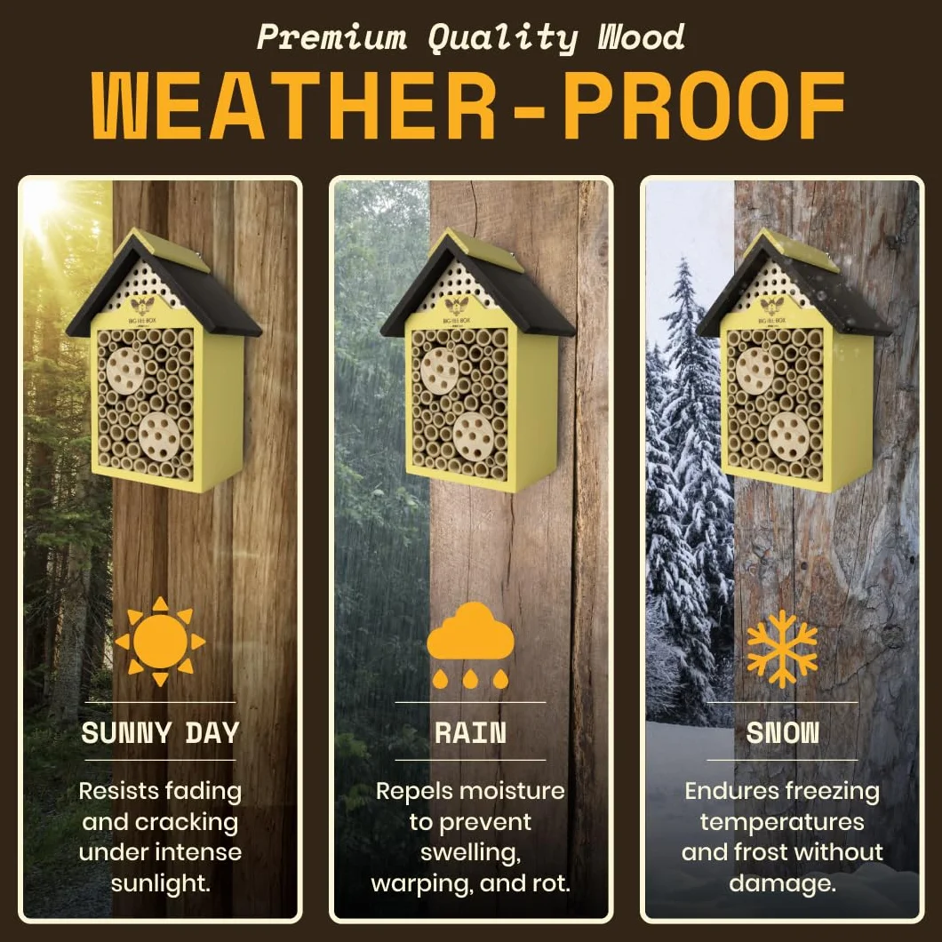 WildYard Boîte à Abeilles en Bois Naturel résistant aux intempéries pour pollinisateurs